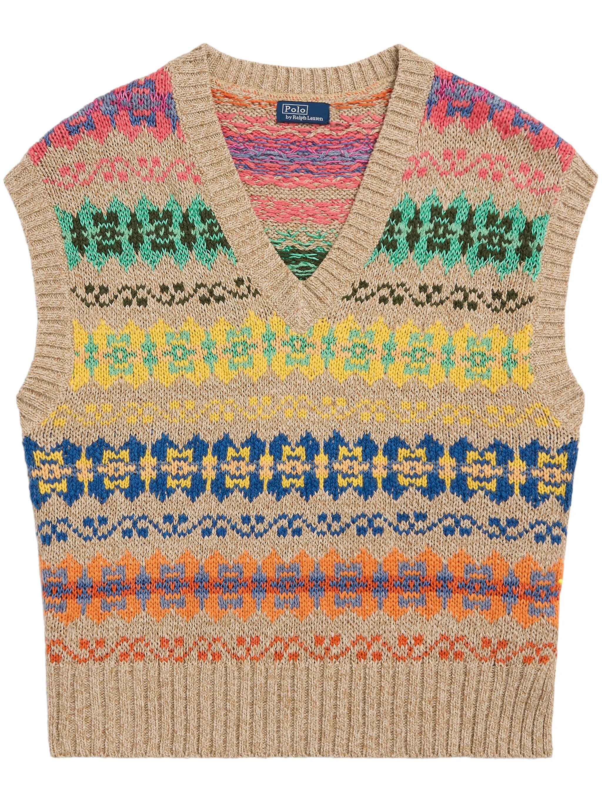 fair isle short-sleeved jumper