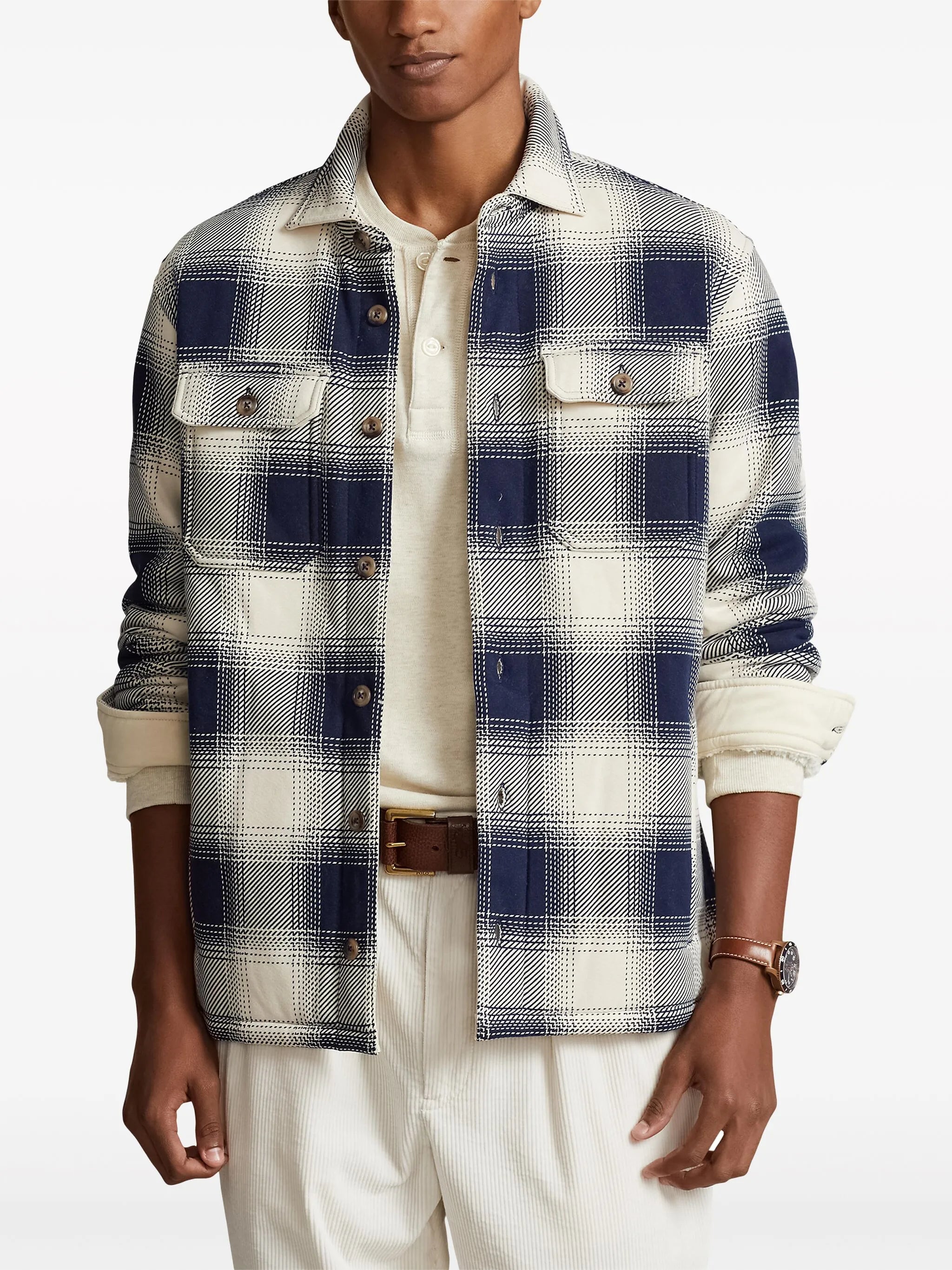 check-pattern cotton shirt