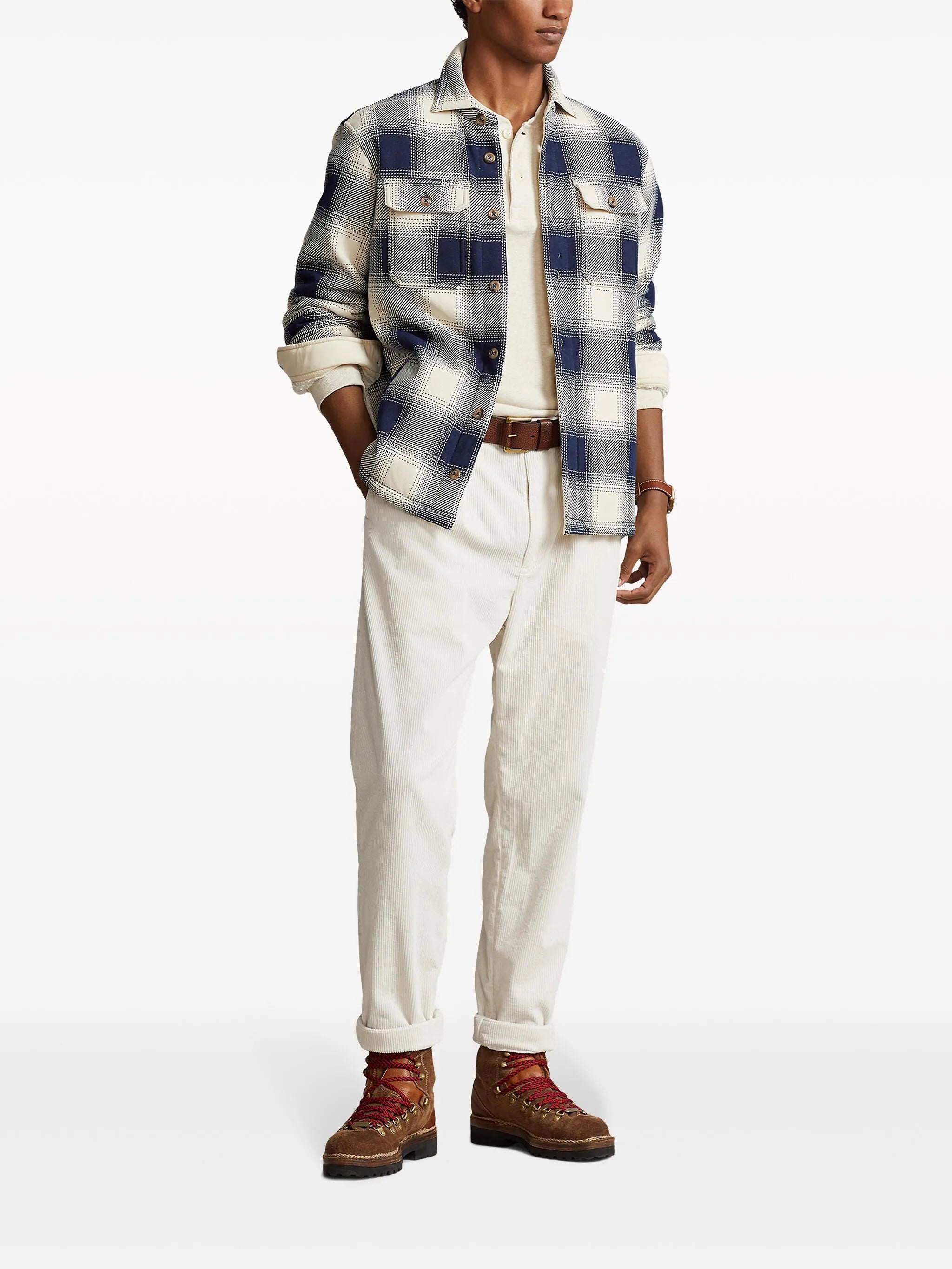 check-pattern cotton shirt