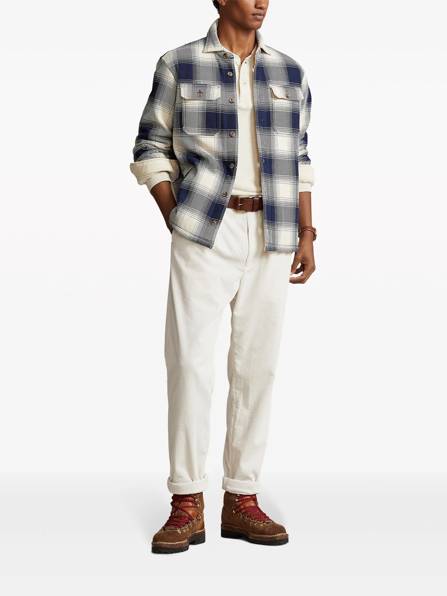 check-pattern cotton shirt