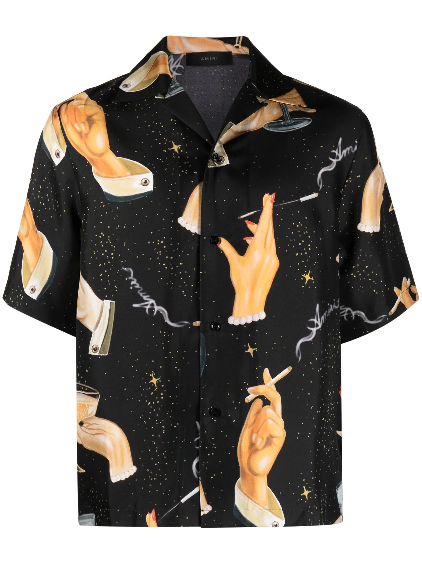Champagne-print silk shirt