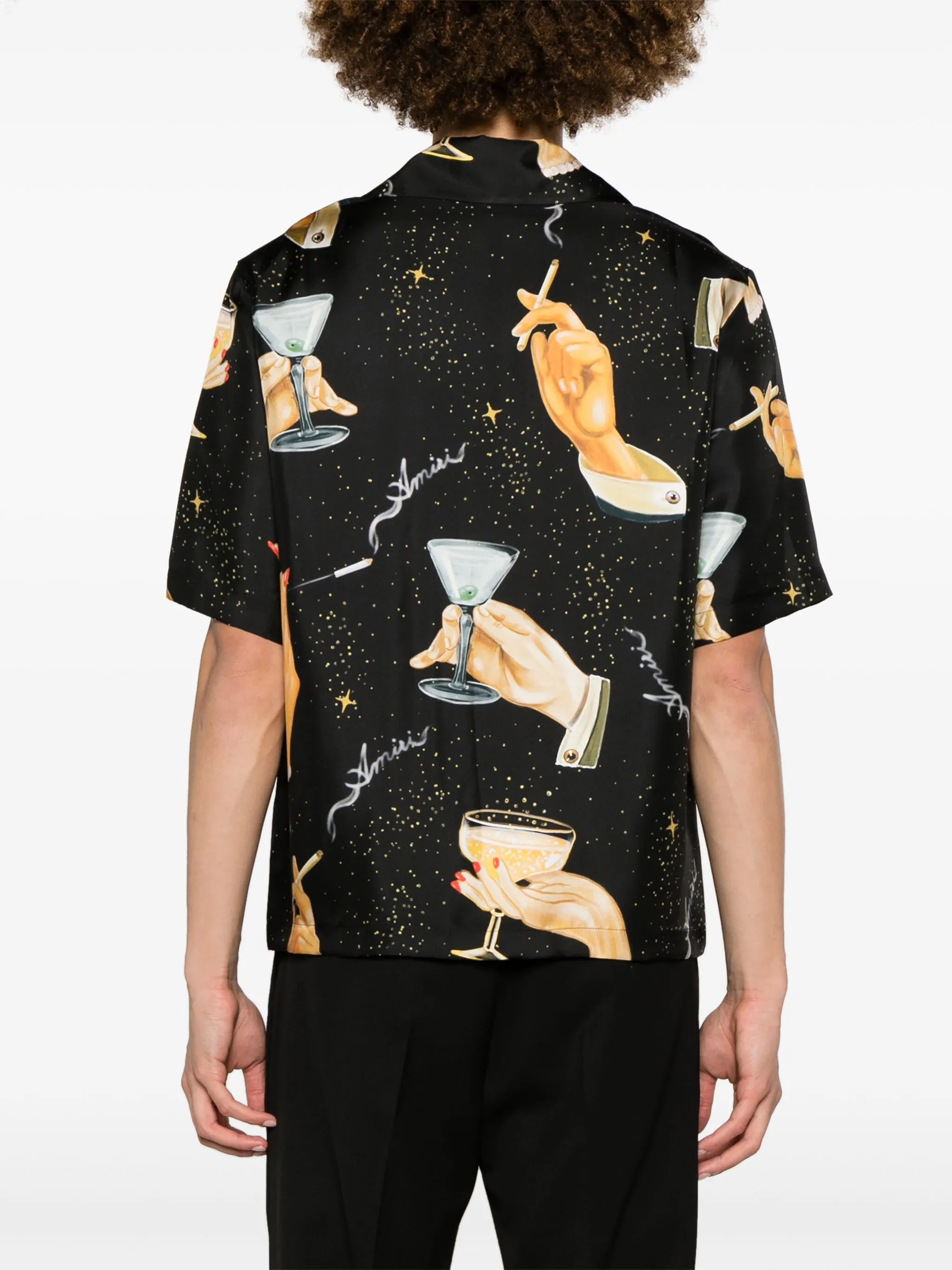 Champagne-print silk shirt
