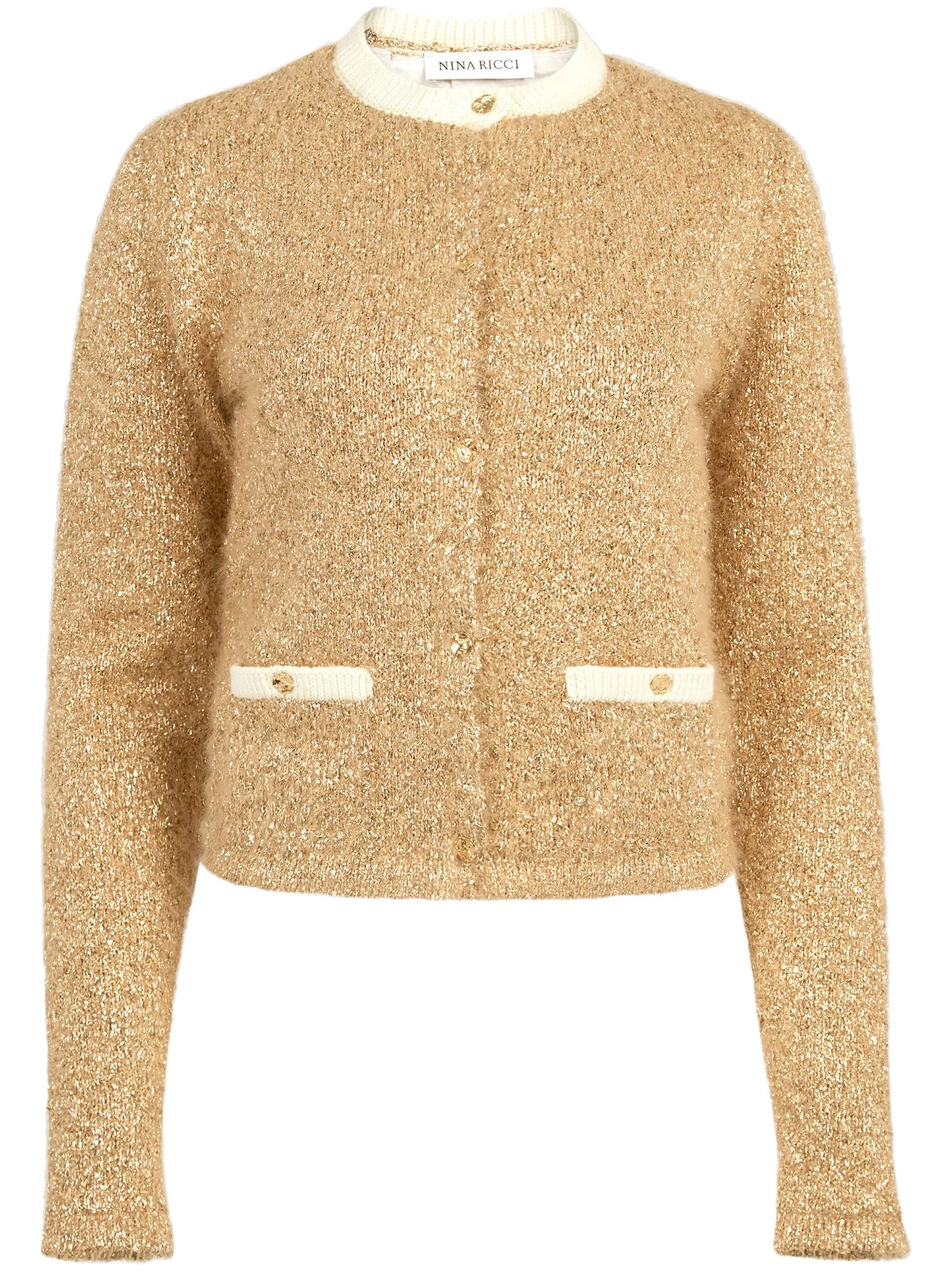 tweed crew-neck cardigan
