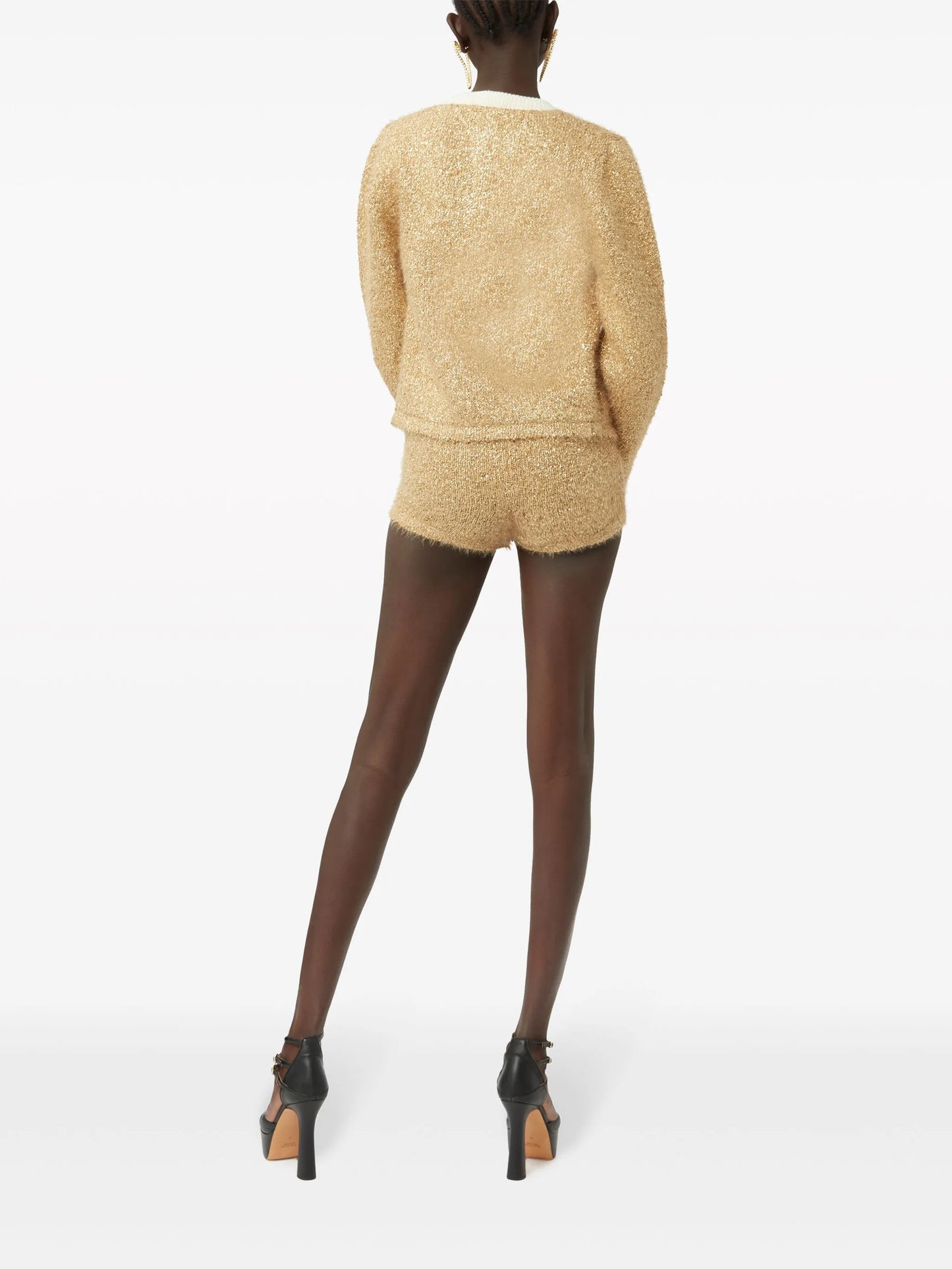 tweed crew-neck cardigan