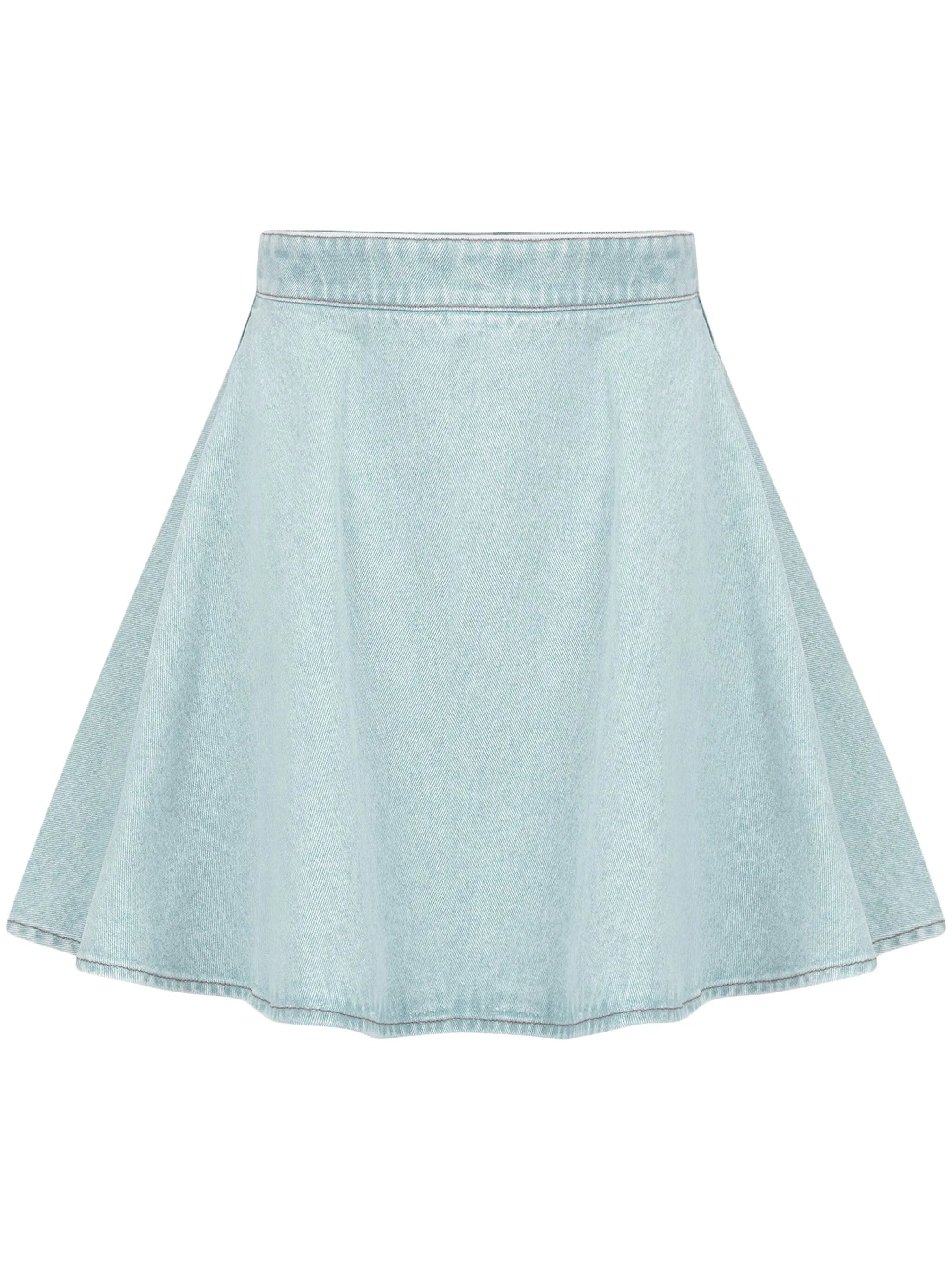 logo-print cotton denim skirt