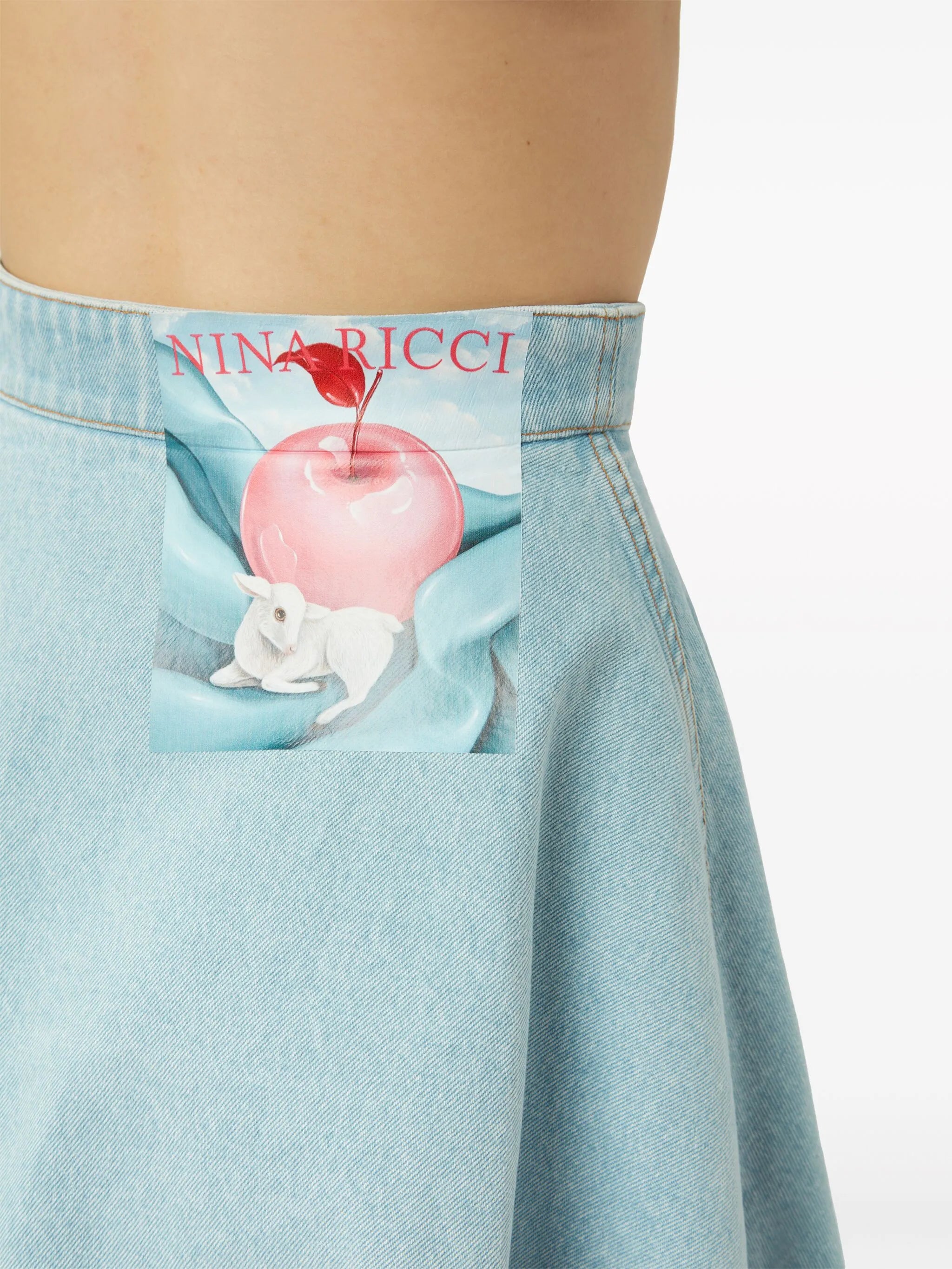 logo-print cotton denim skirt