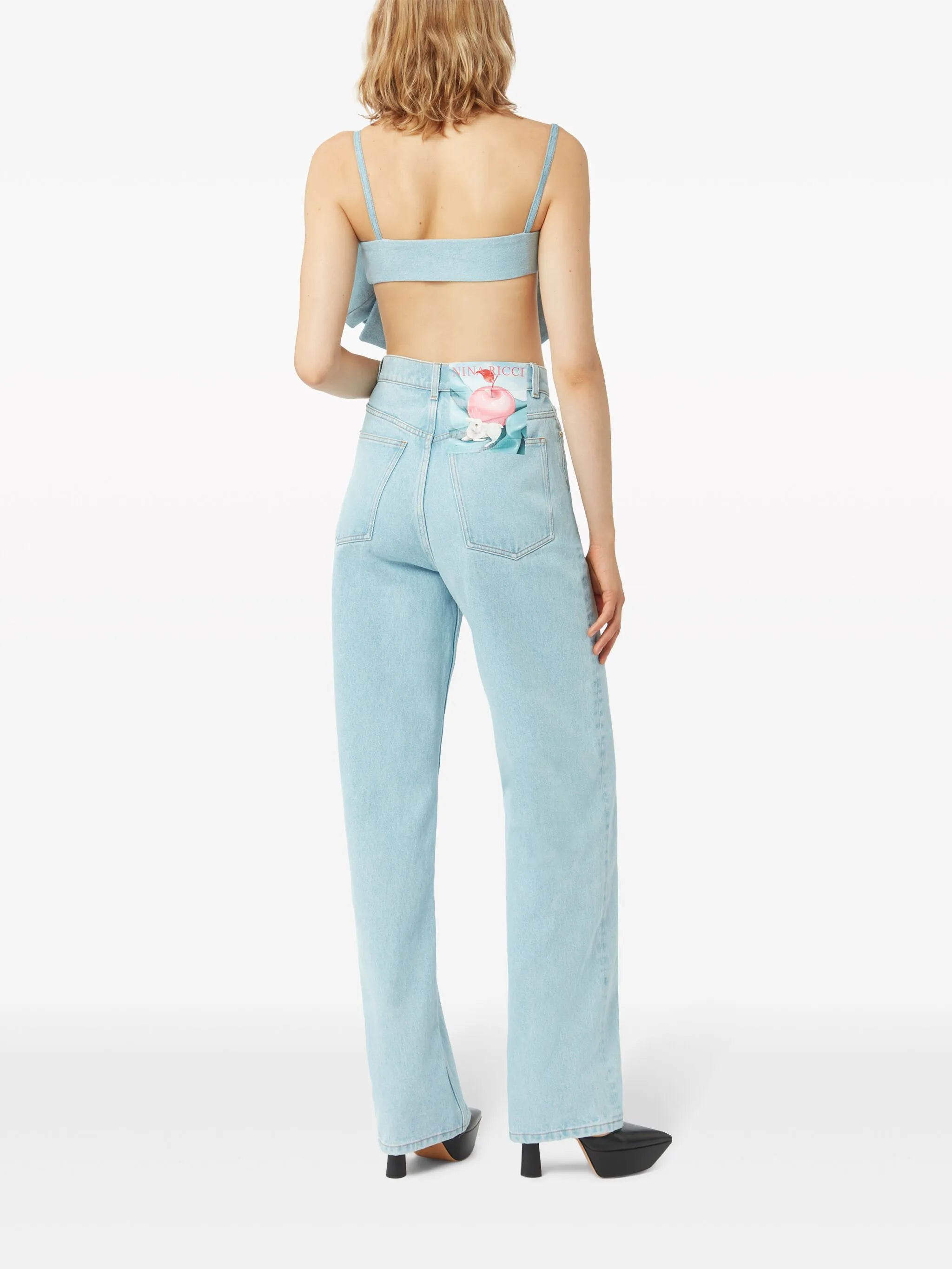 oversized-bow denim bralette