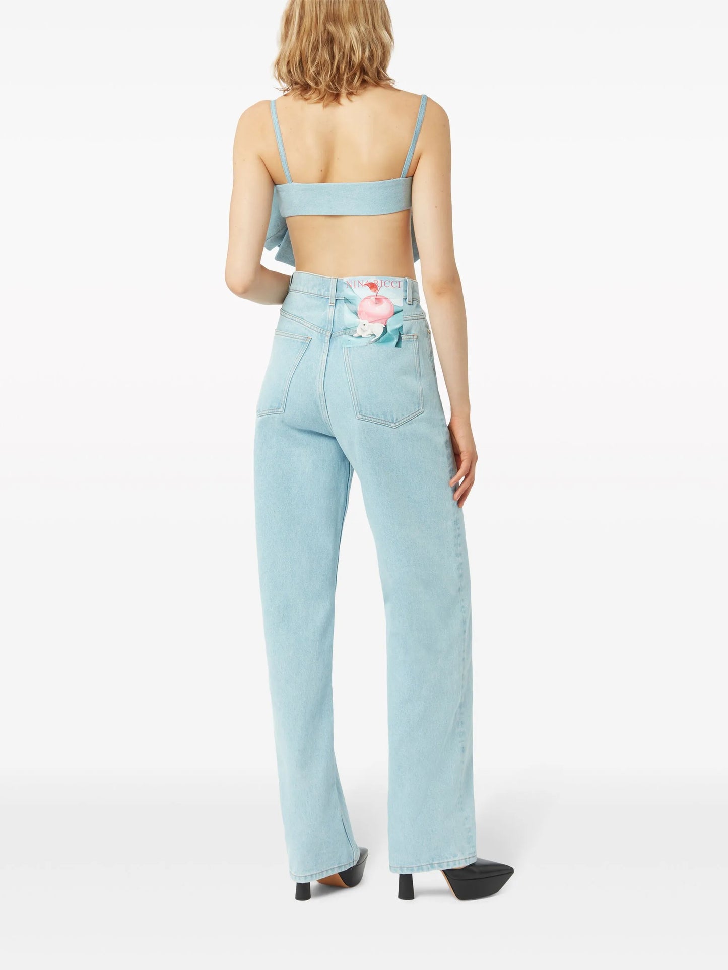 oversized-bow denim bralette