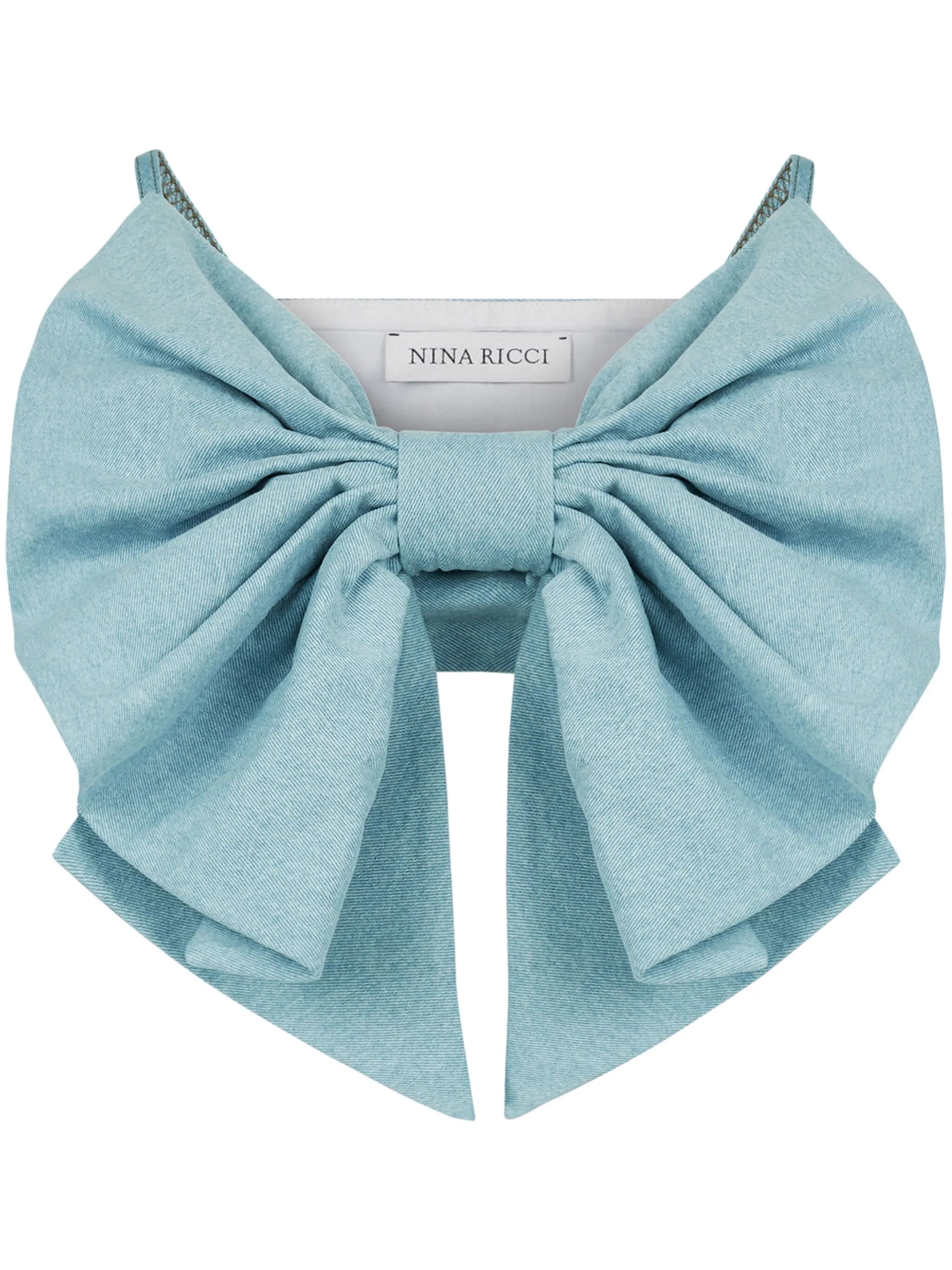 oversized-bow denim bralette
