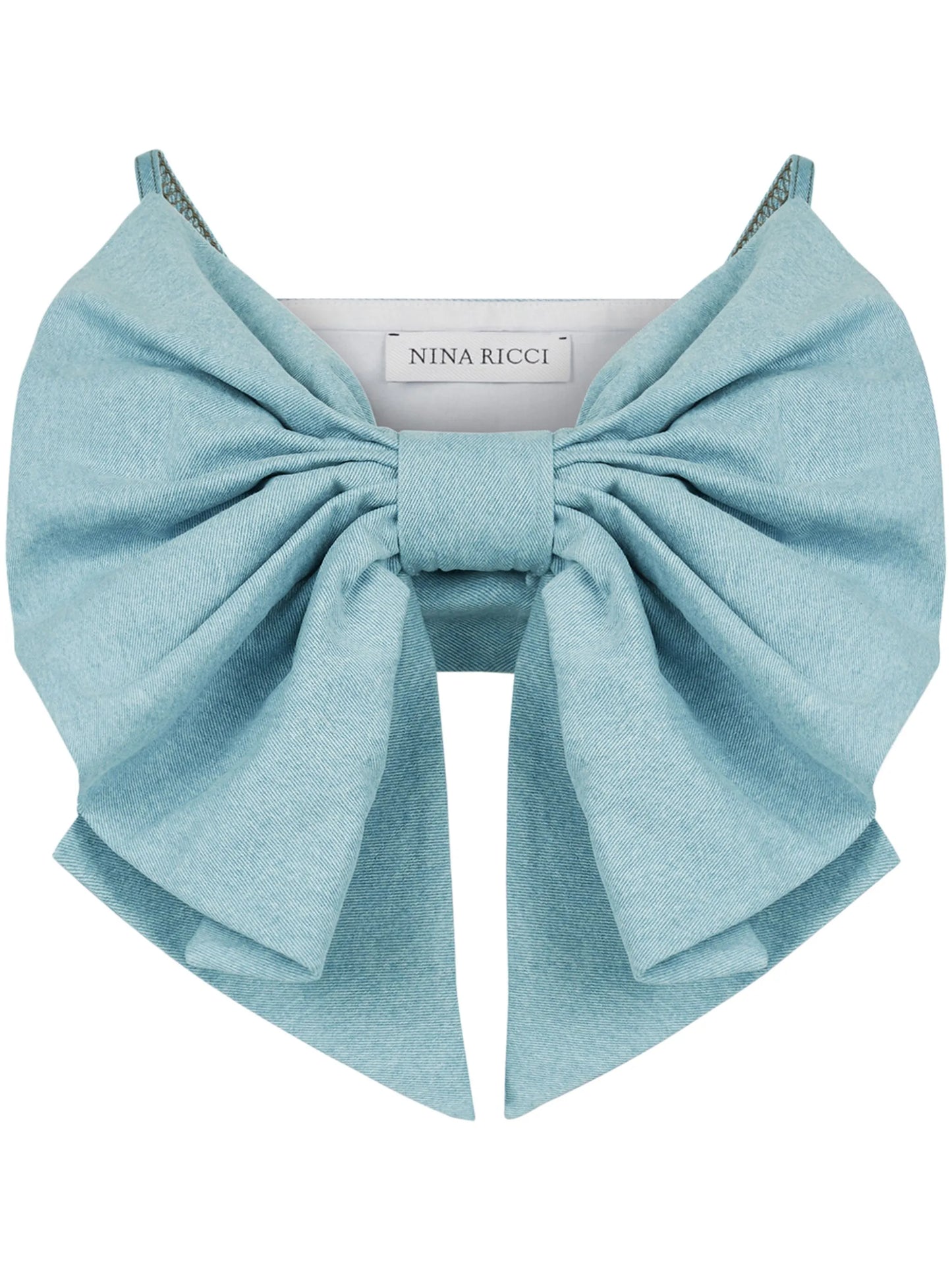 oversized-bow denim bralette
