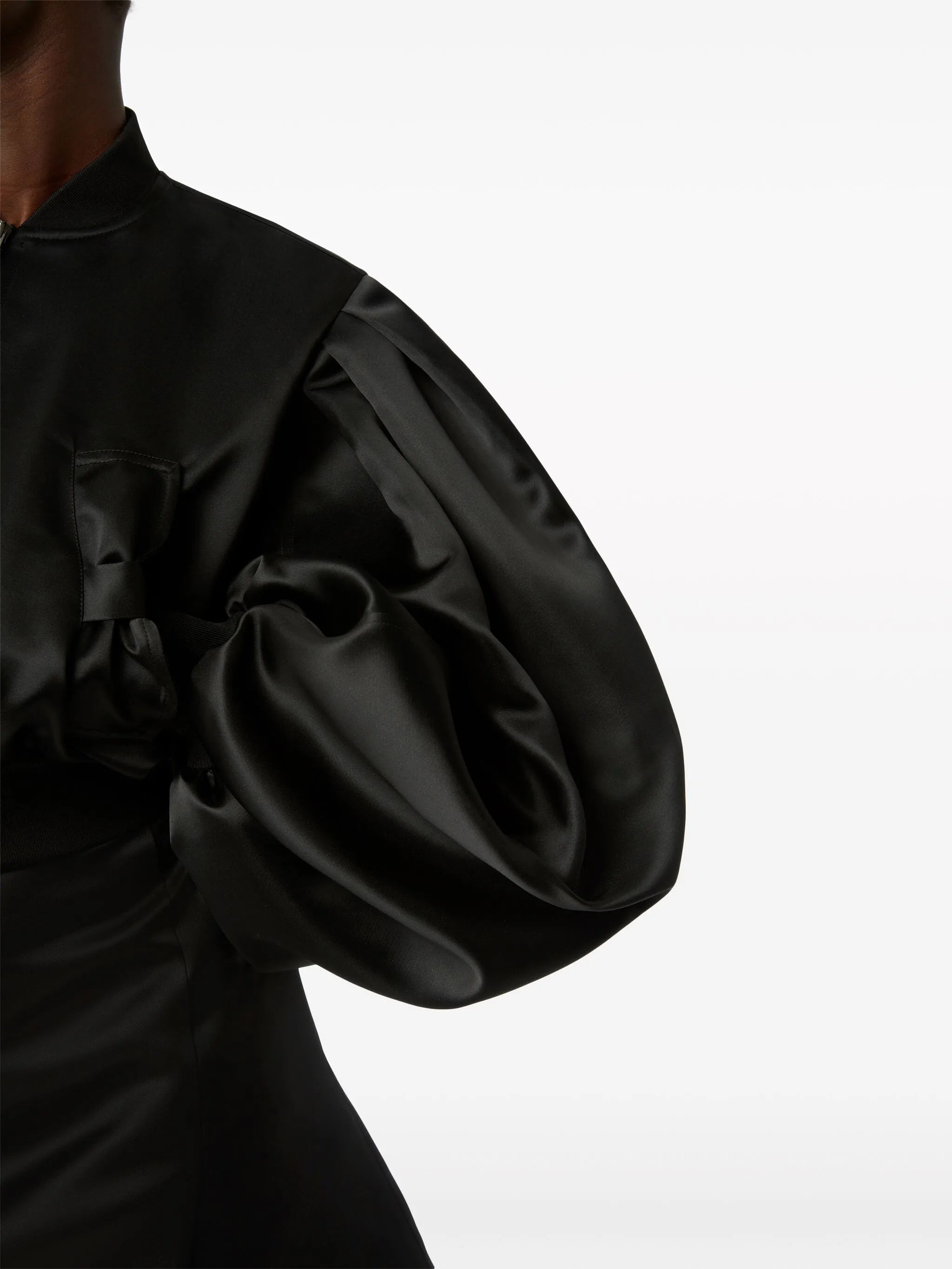 cropped satin bomber jacket