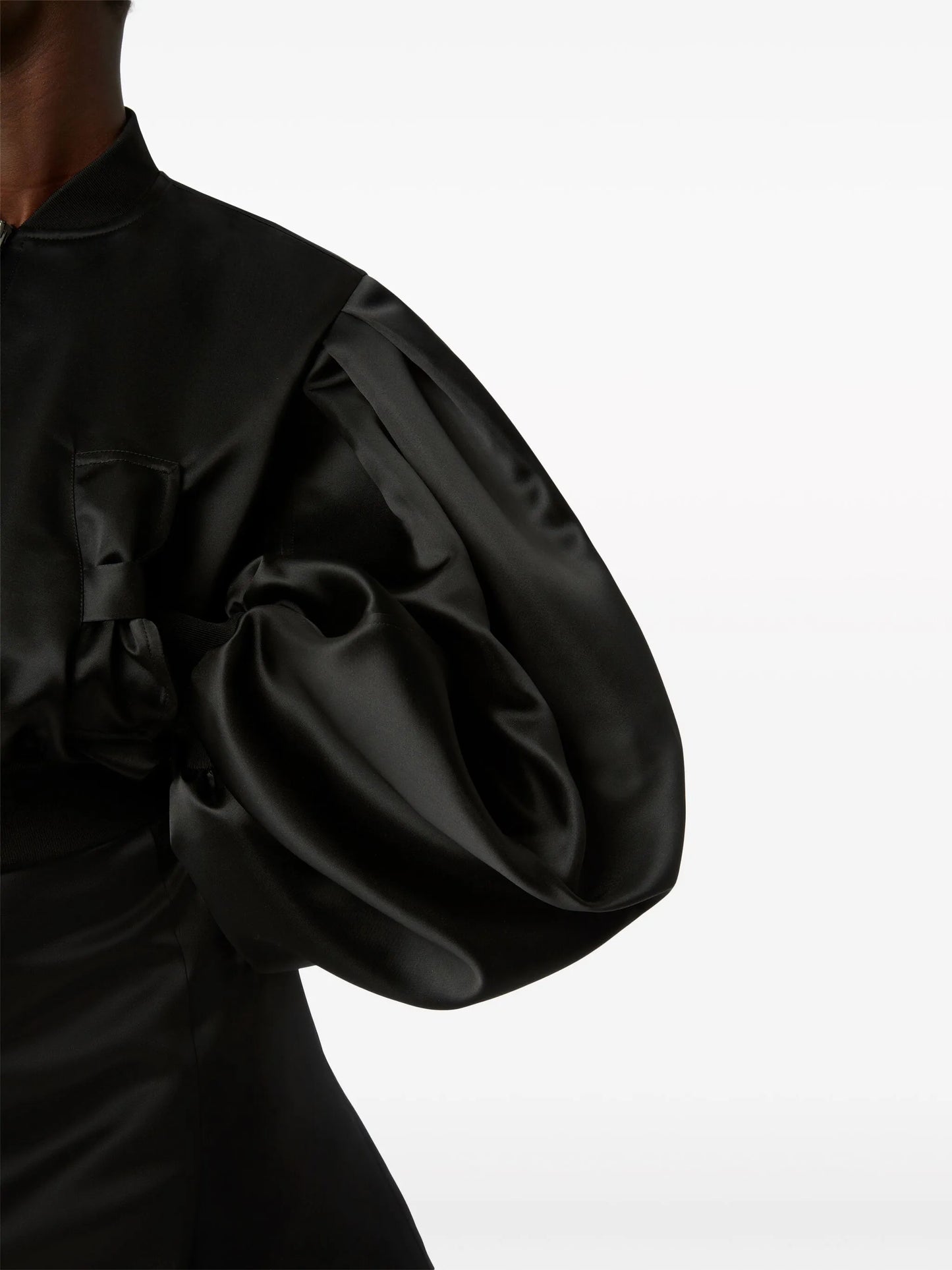 cropped satin bomber jacket