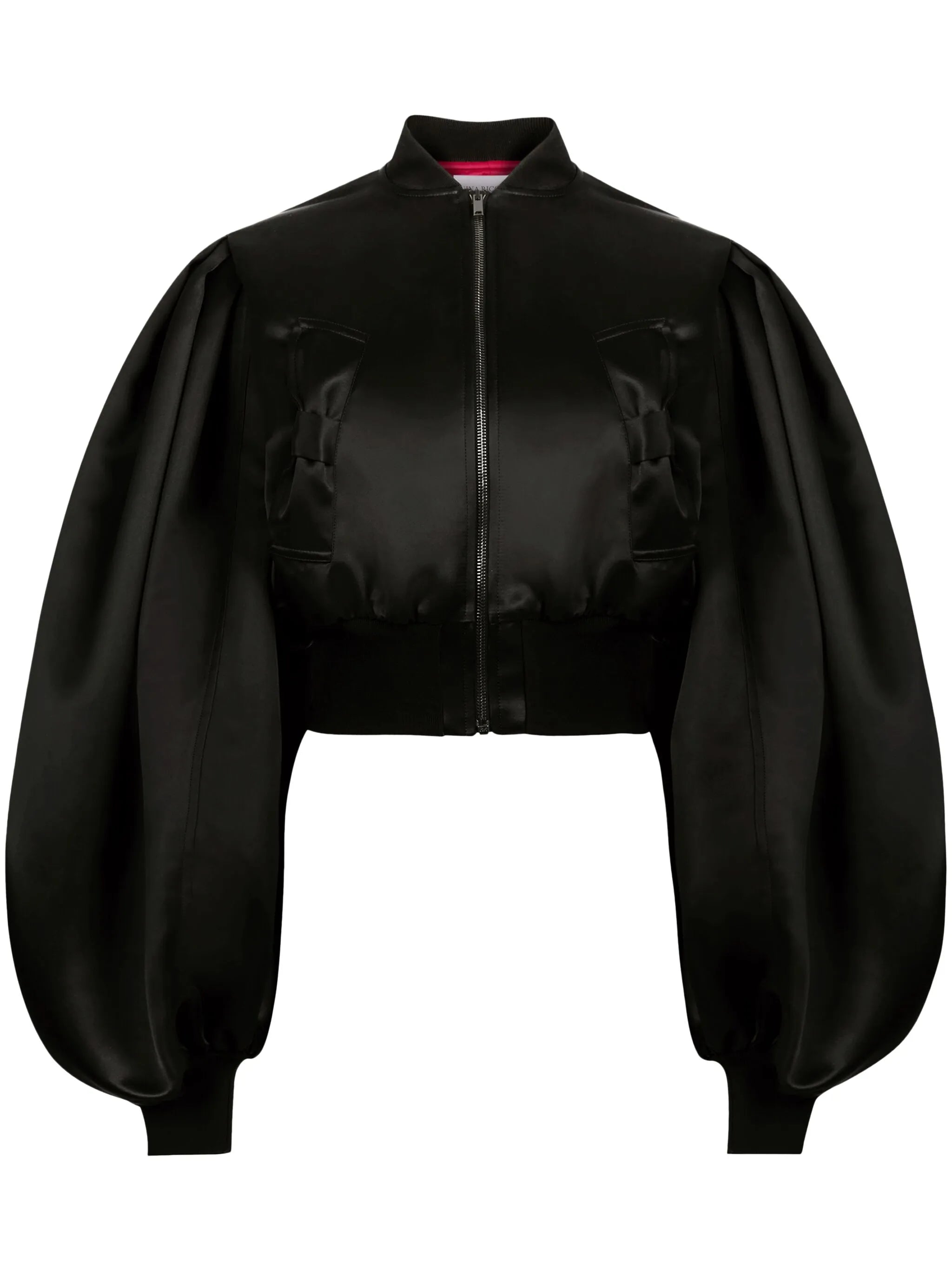 cropped satin bomber jacket
