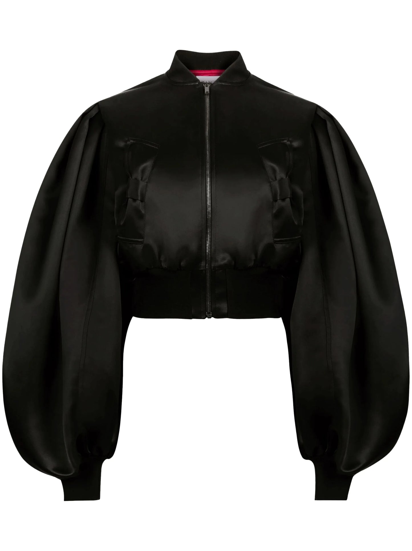cropped satin bomber jacket