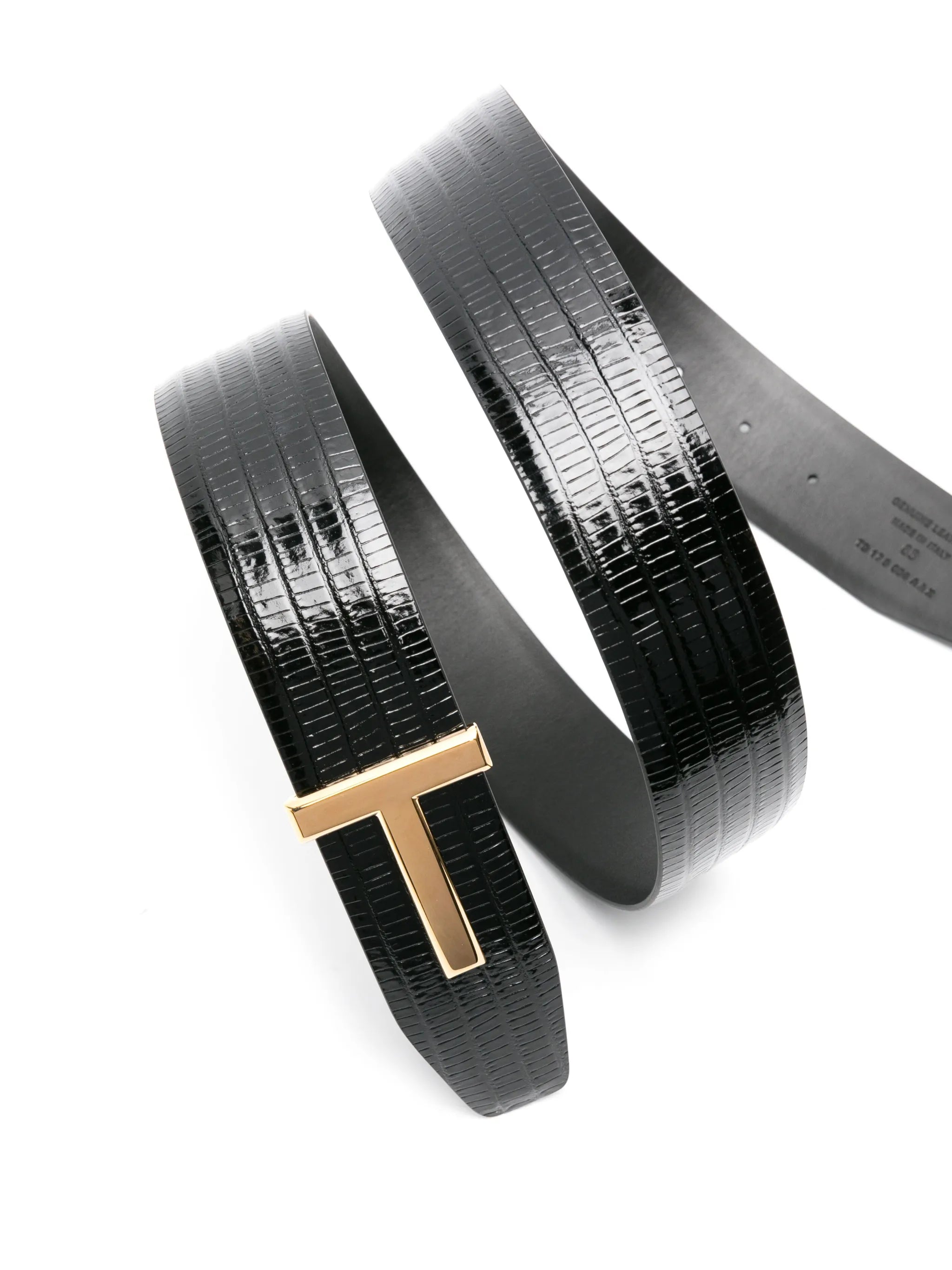 T-plaque leather belt