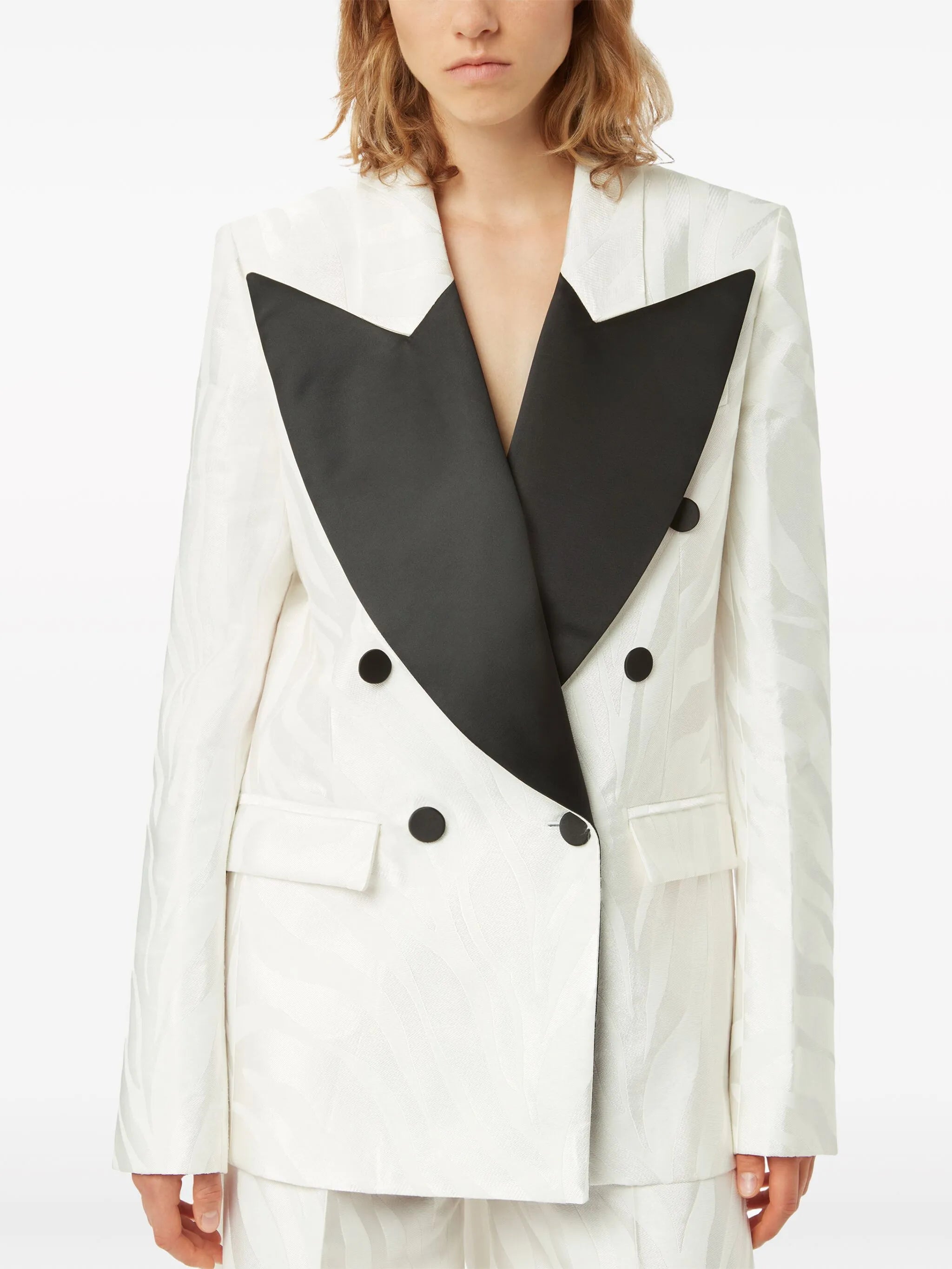 oversized zebra-jacquard blazer