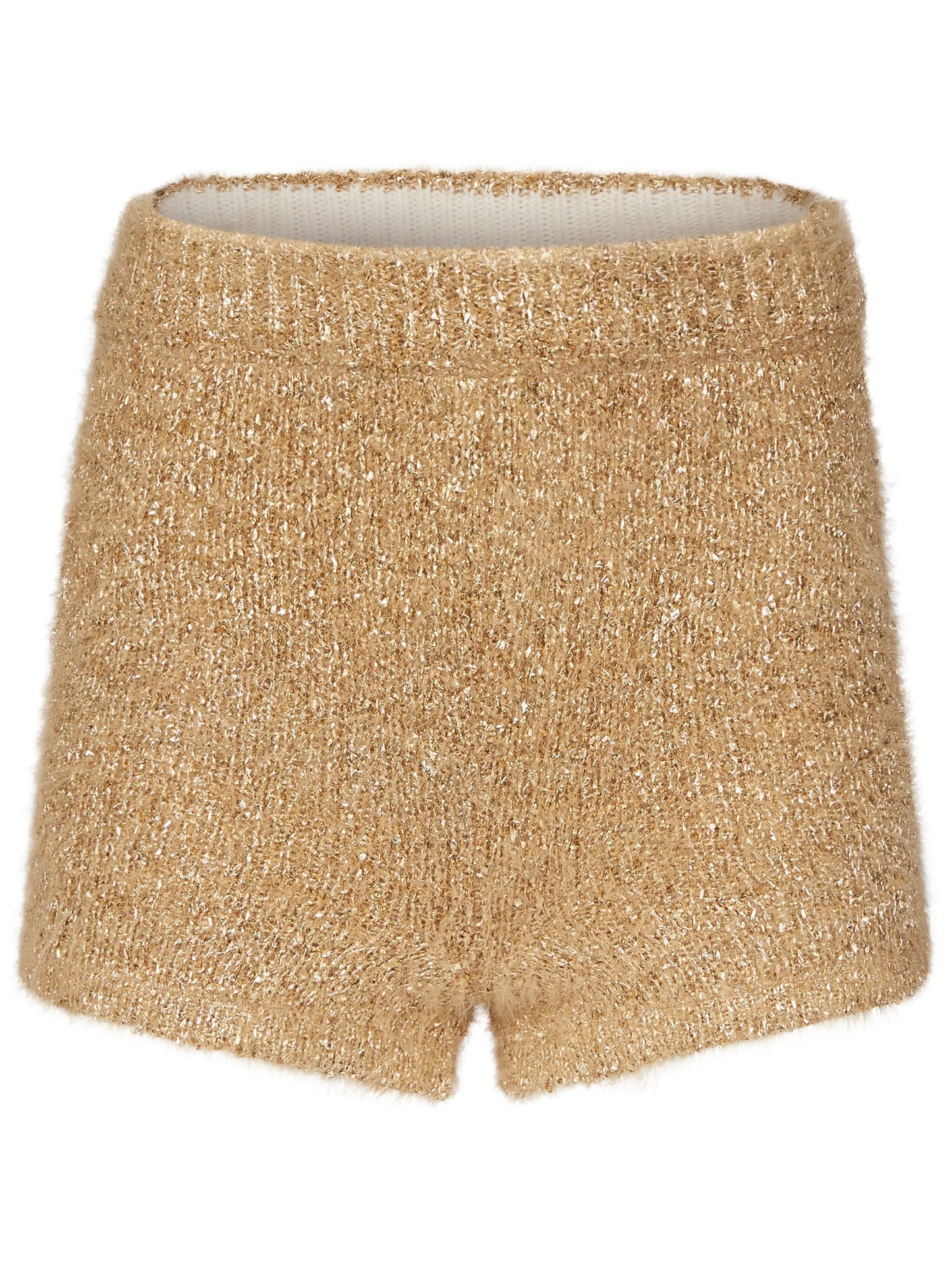 high-waisted tweed shorts