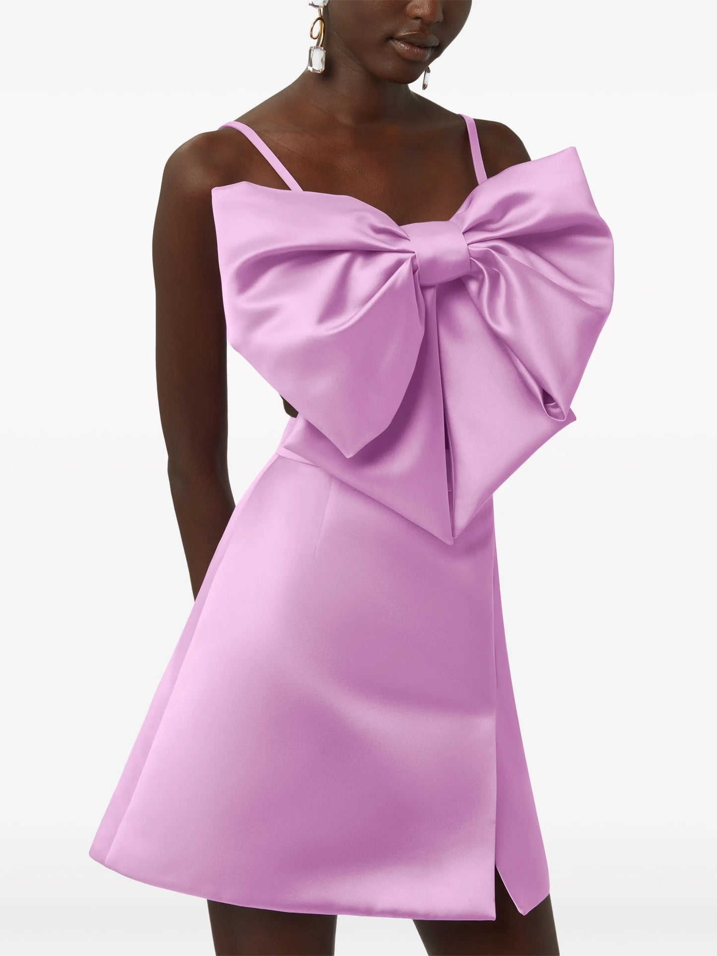 bow-detail satin-finish crop top