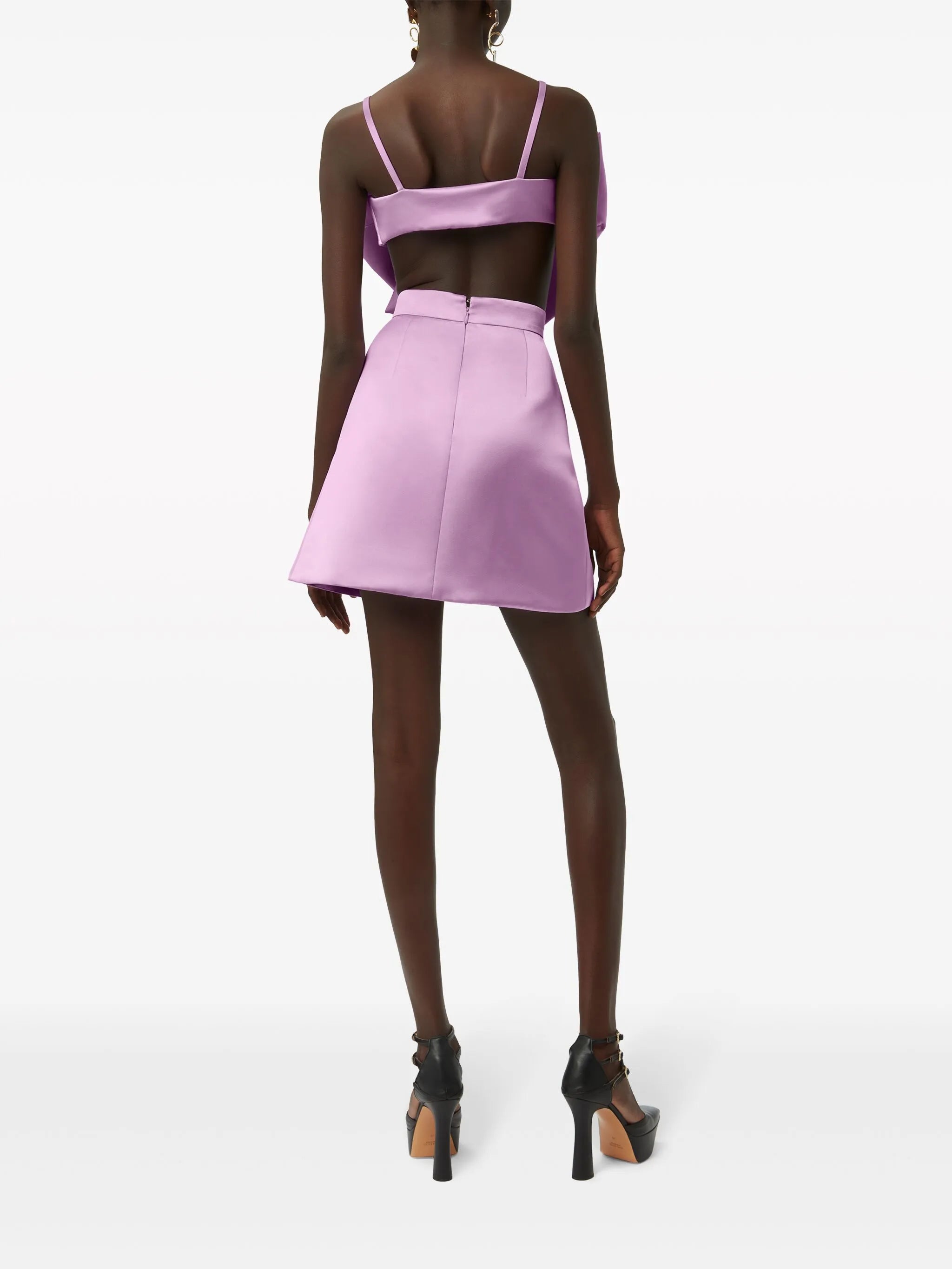 bow-detail satin-finish crop top