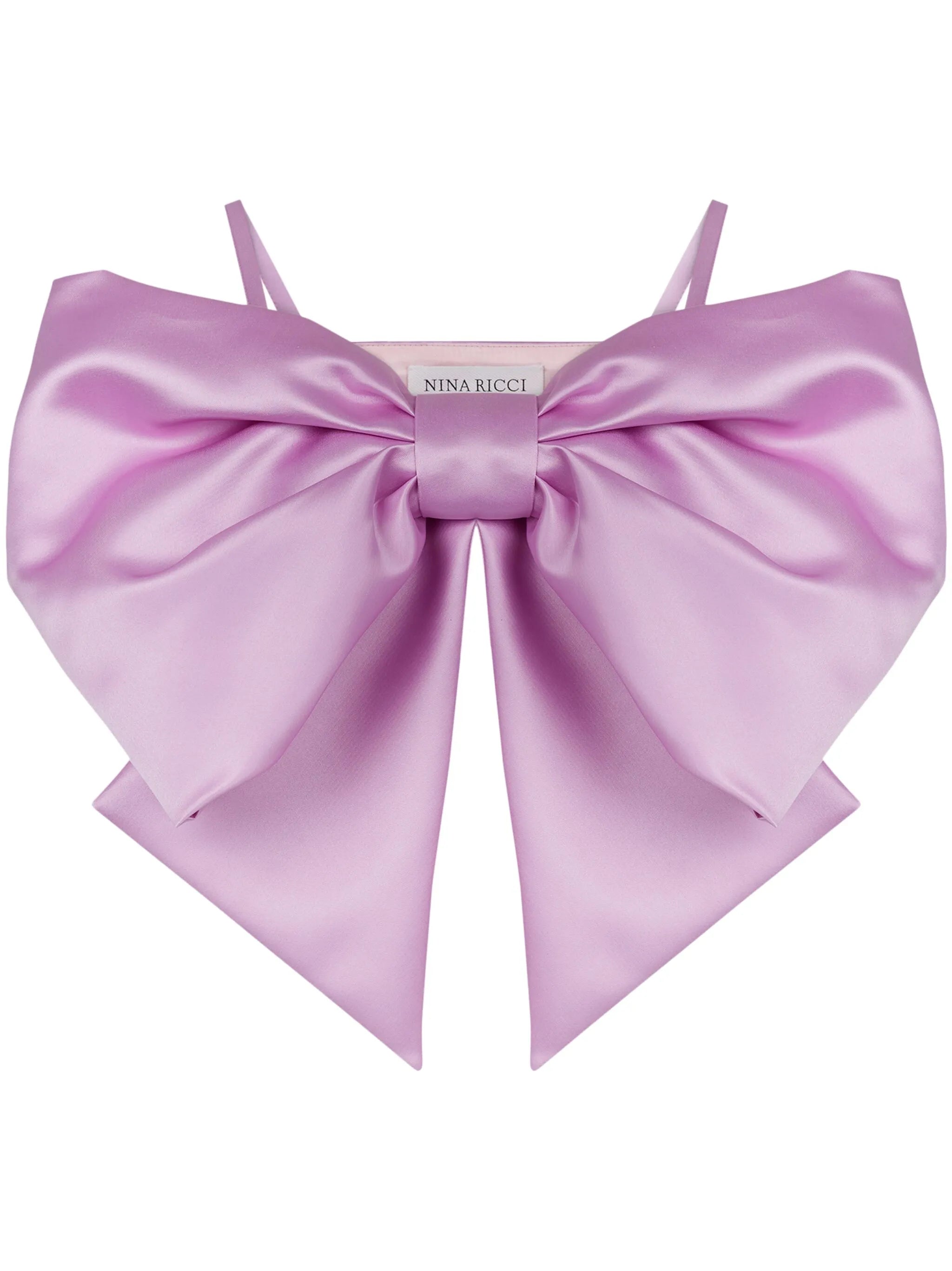 bow-detail satin-finish crop top
