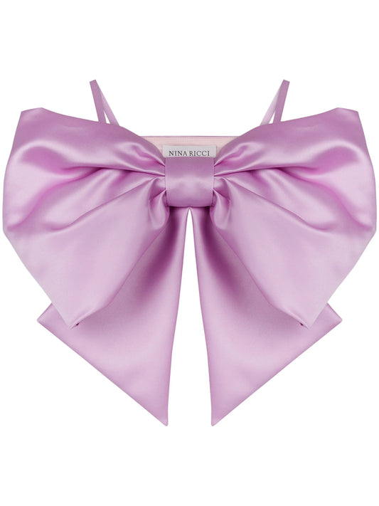 bow-detail satin-finish crop top