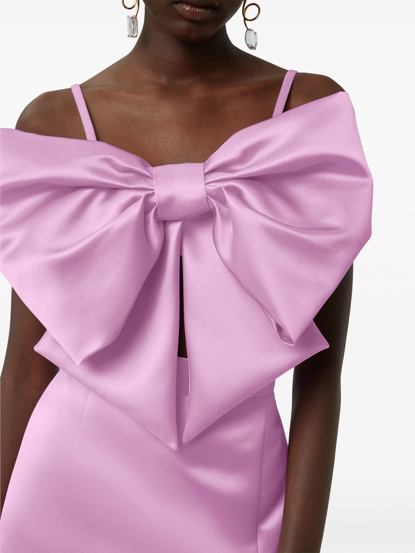 bow-detail satin-finish crop top
