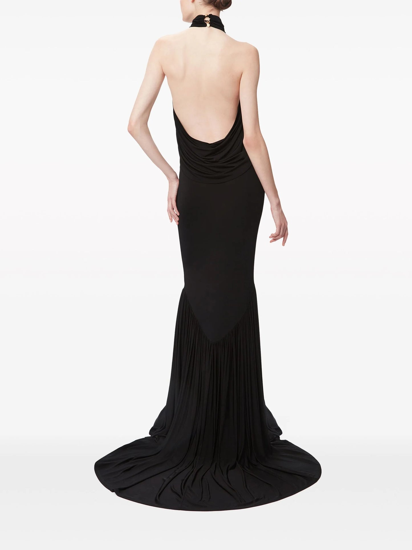 draped halterneck crop top
