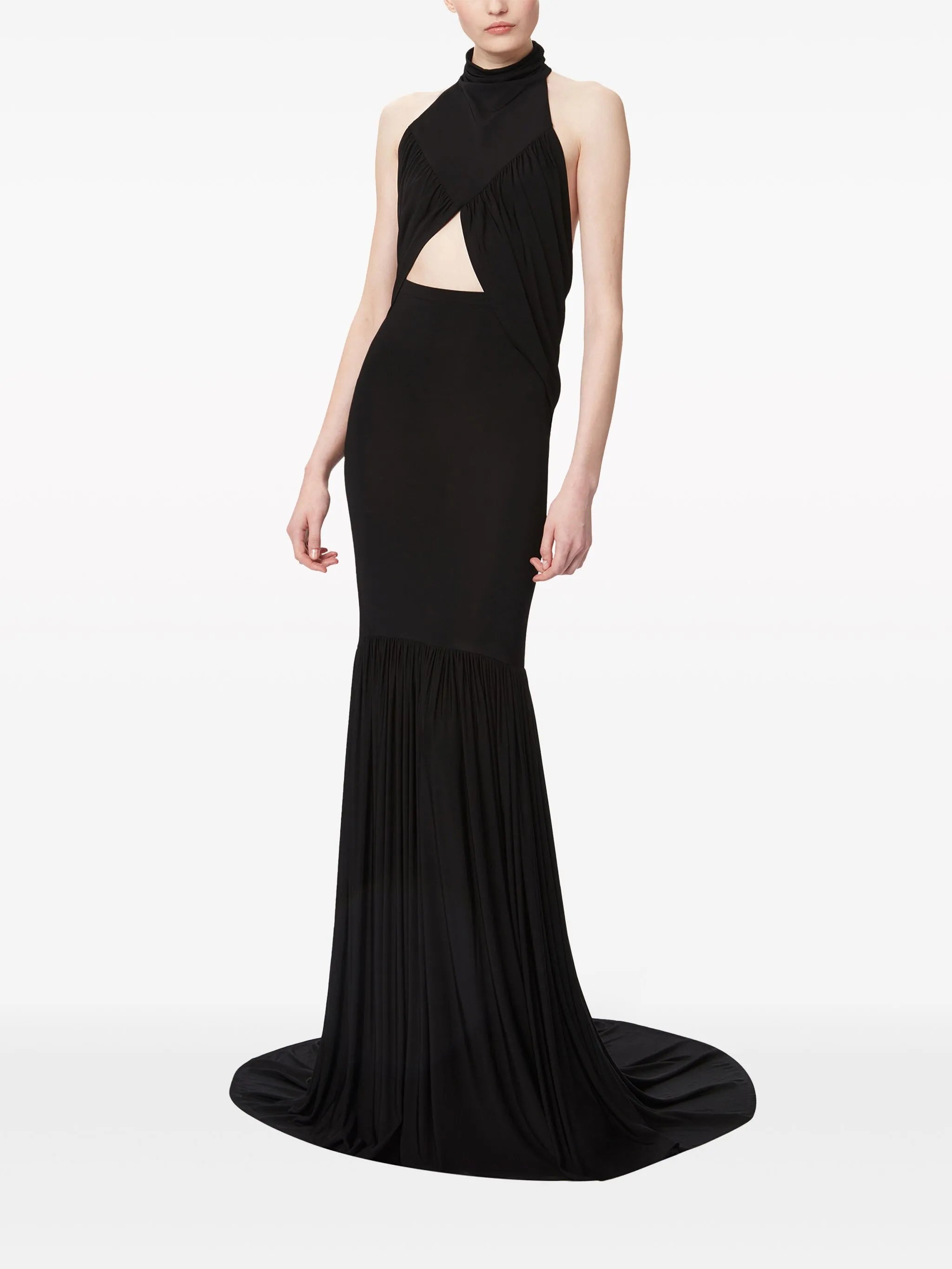 draped halterneck crop top