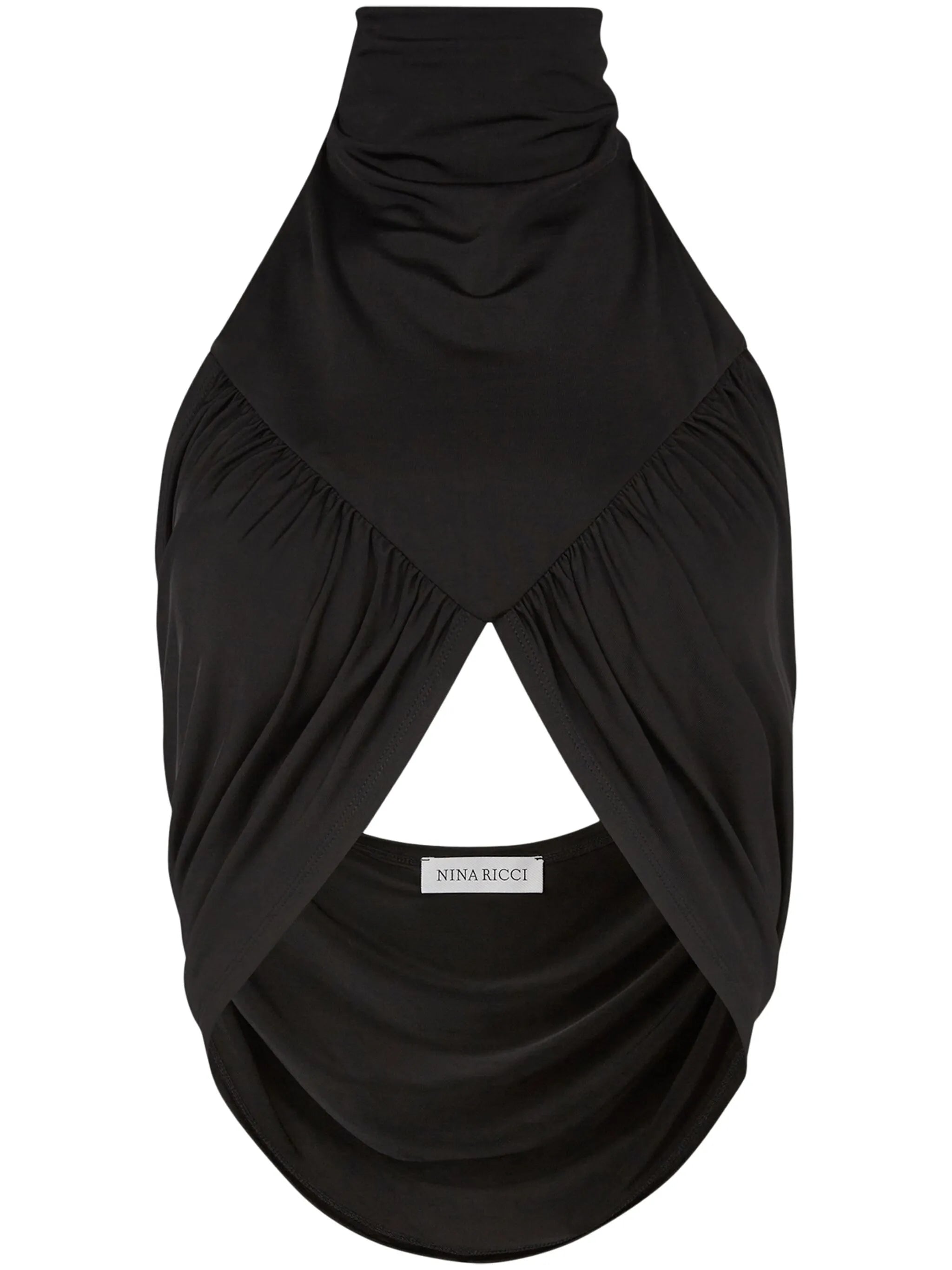 draped halterneck crop top
