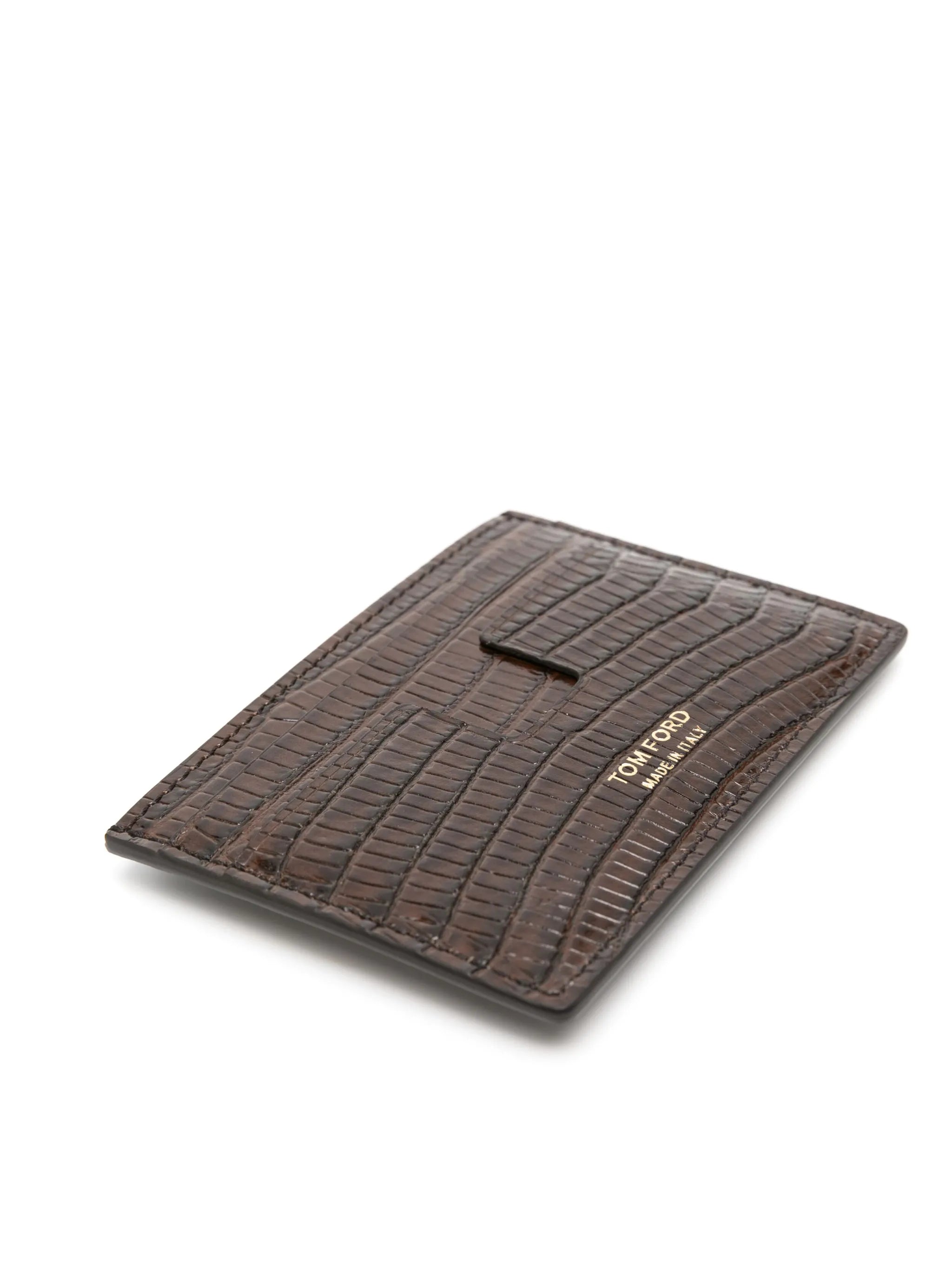 crocodile-embossed leather cardholder
