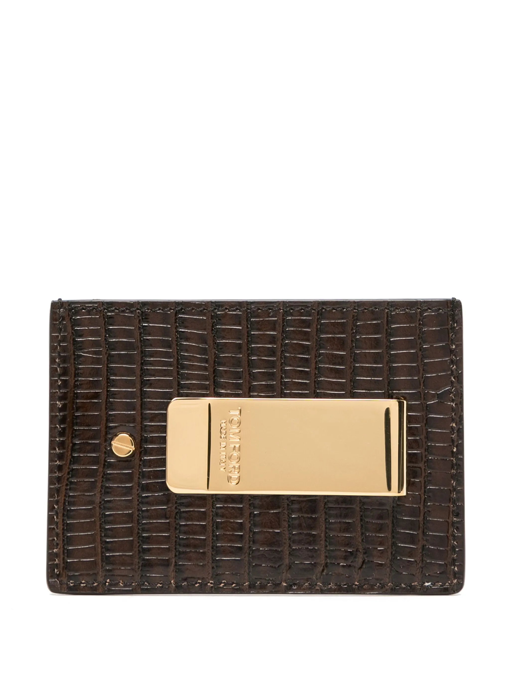 crocodile-embossed leather cardholder