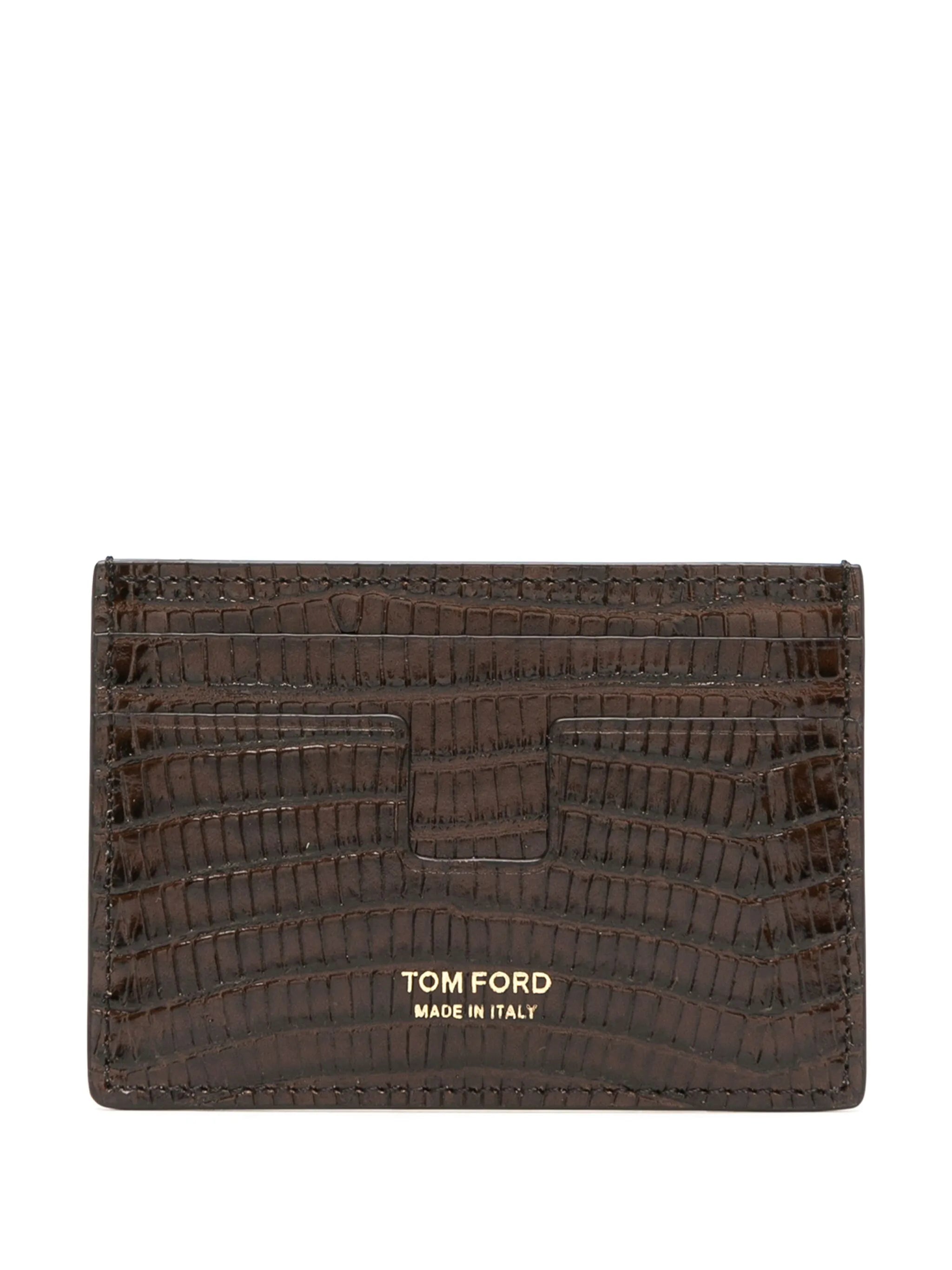 crocodile-embossed leather cardholder
