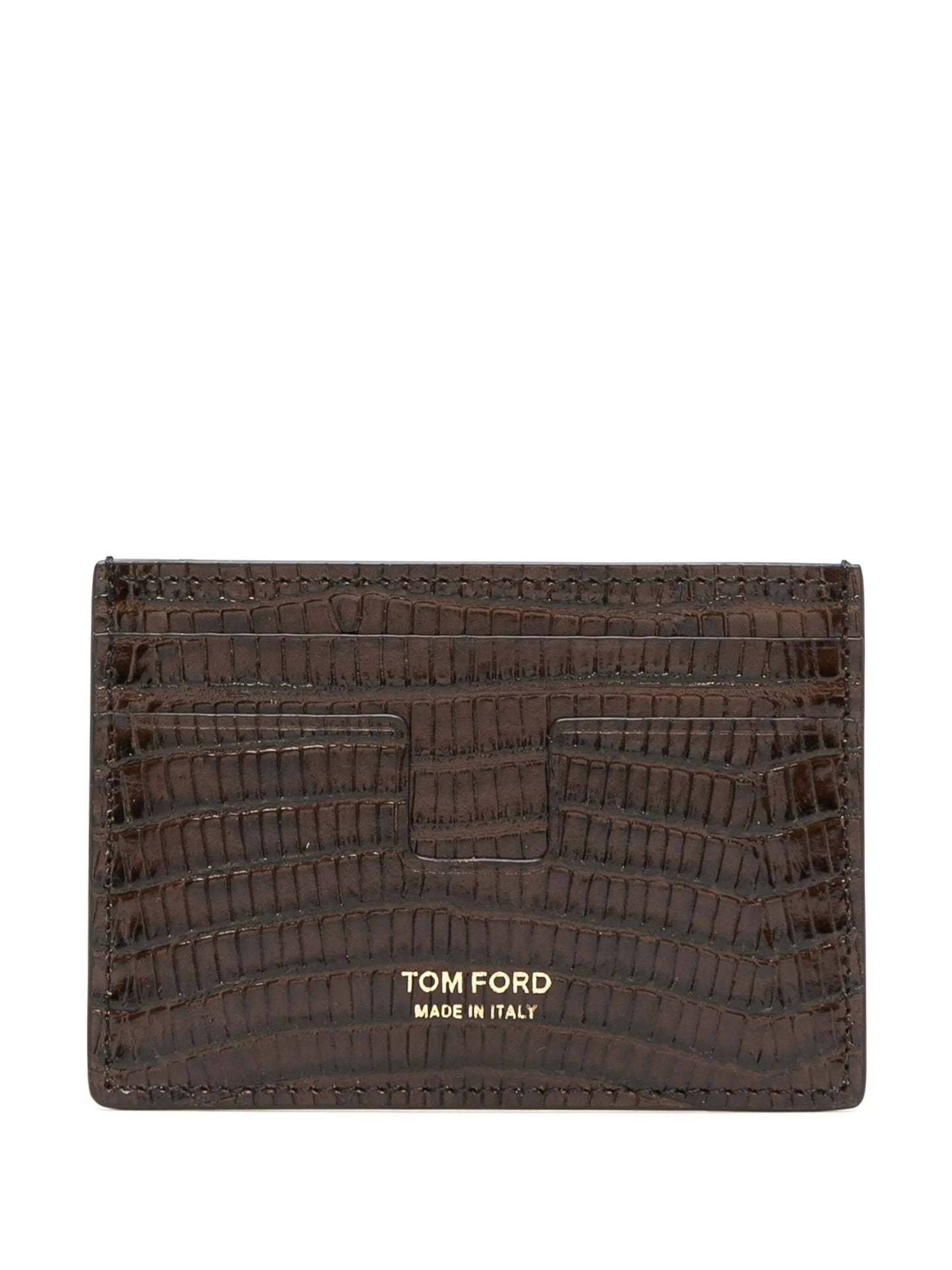 crocodile-embossed leather cardholder
