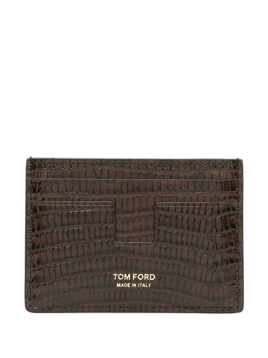 crocodile-embossed leather cardholder