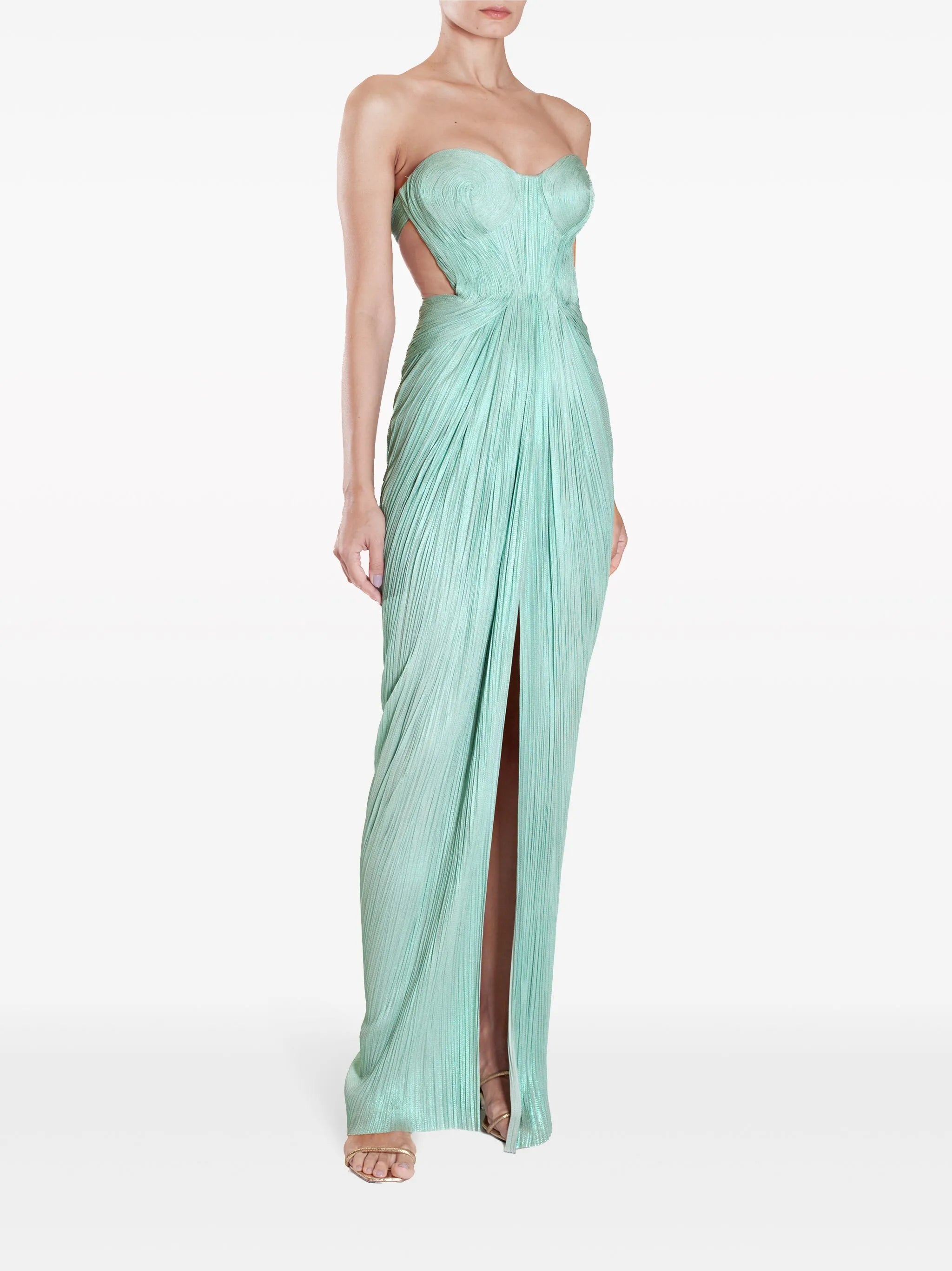 Caly plissé strapless gown