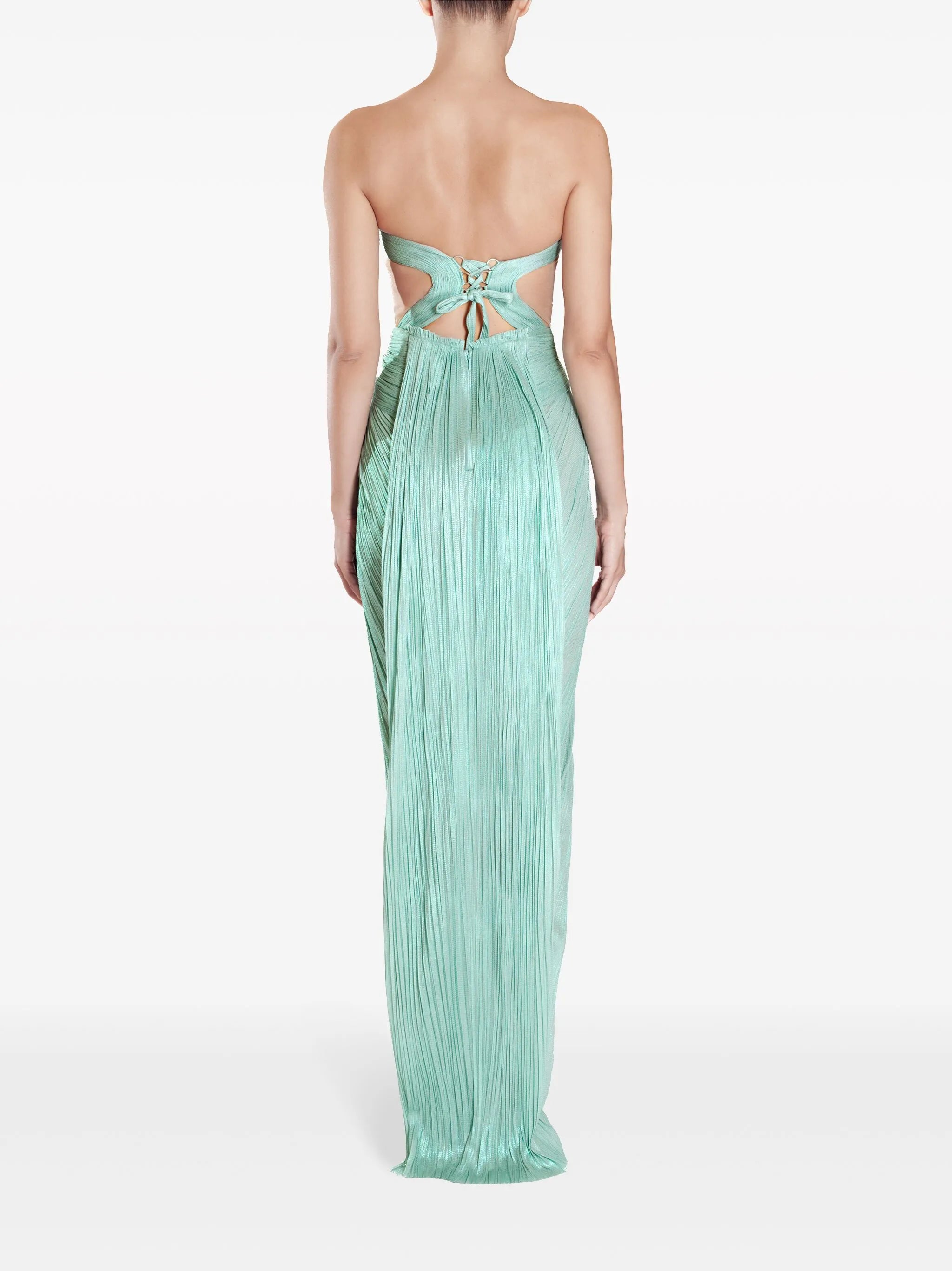 Caly plissé strapless gown