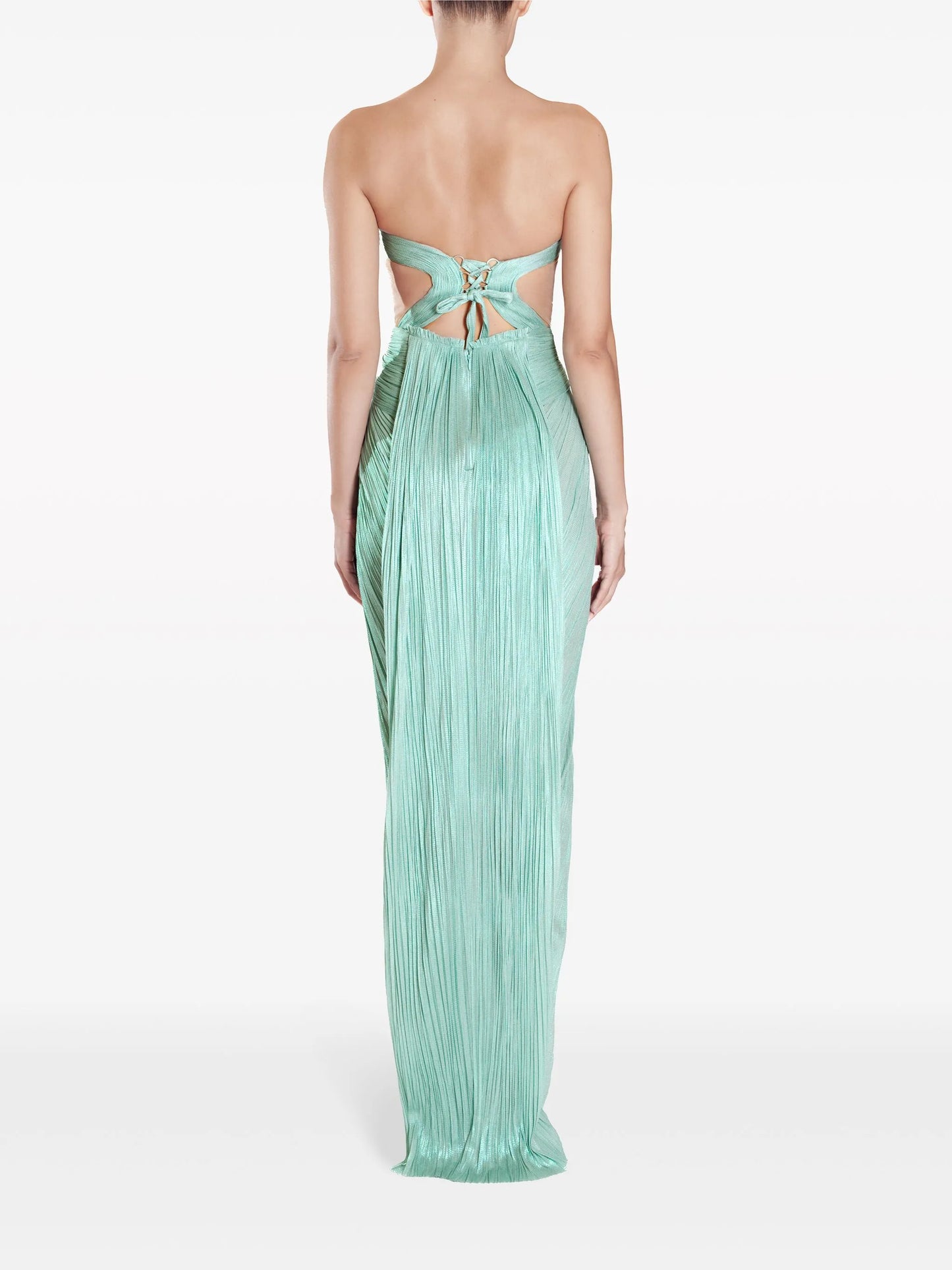 Caly plissé strapless gown