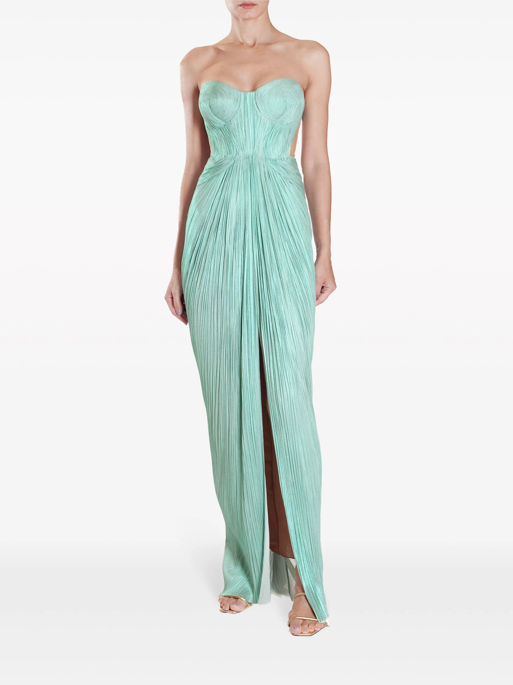 Caly plissé strapless gown