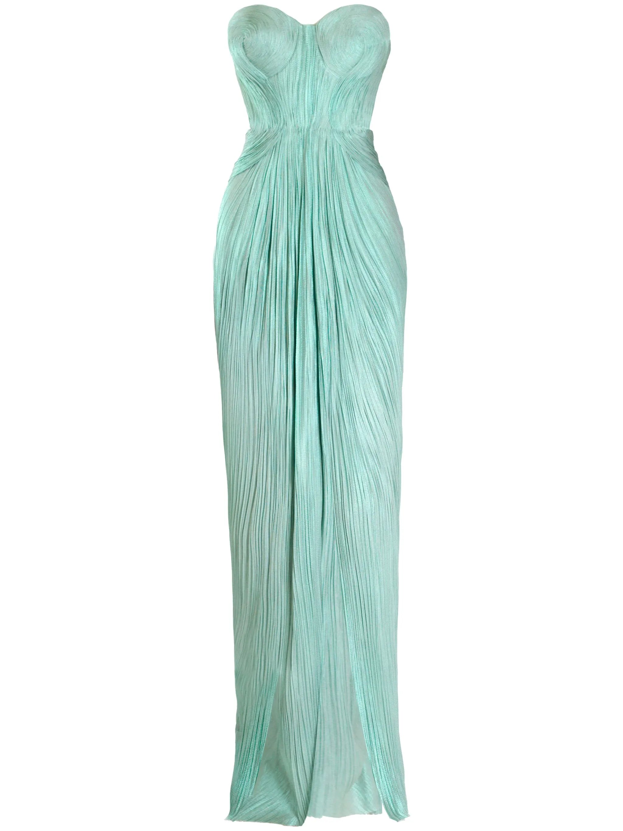 Caly plissé strapless gown