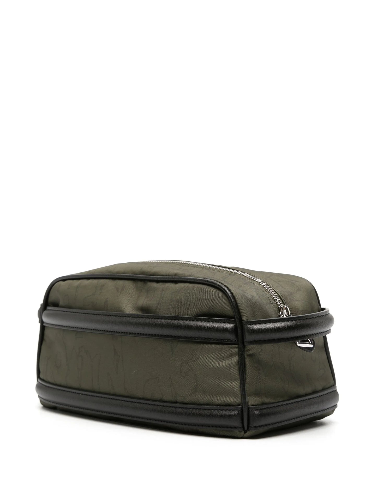 logo-print gabardine wash bag