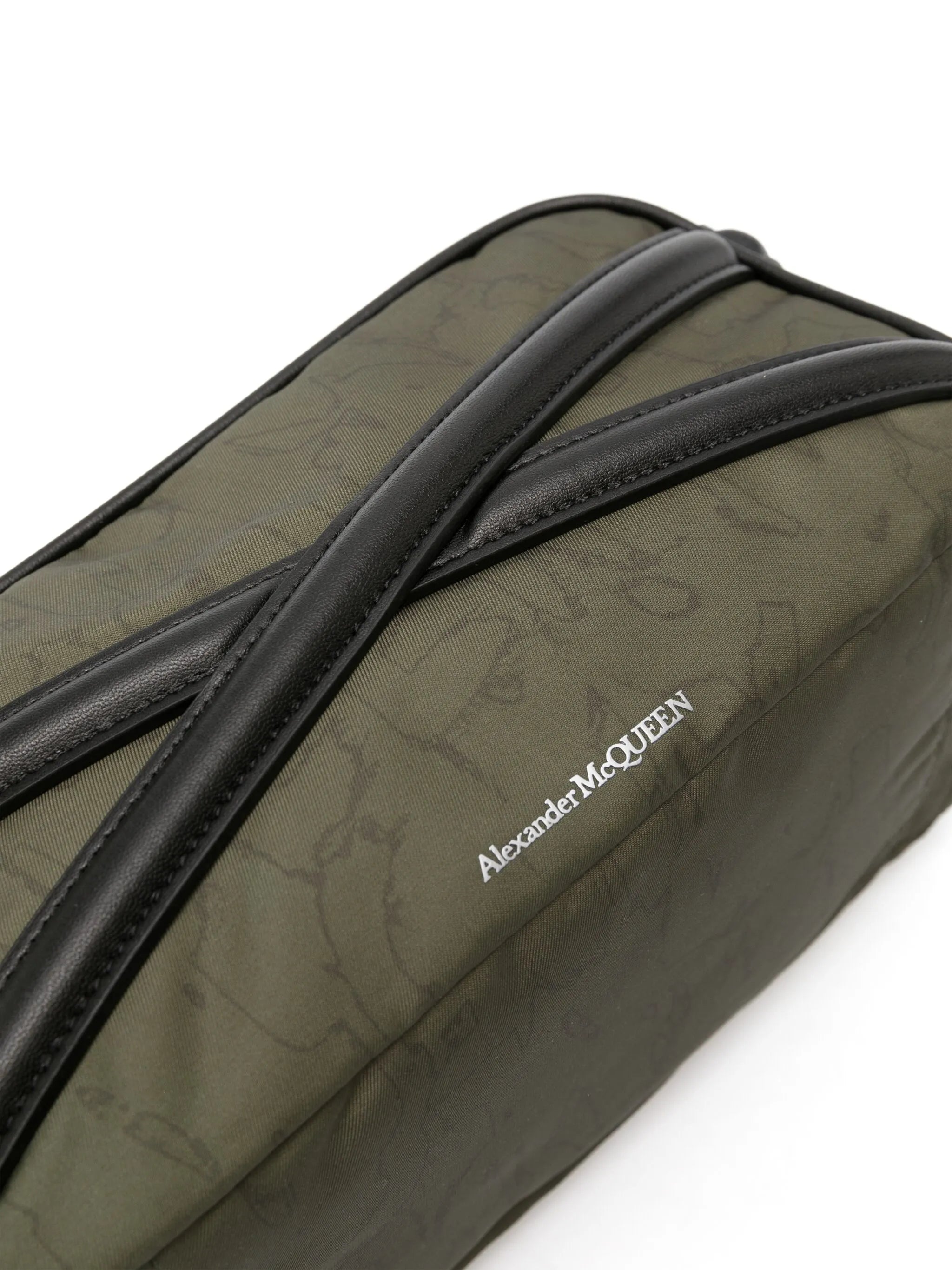 logo-print gabardine wash bag