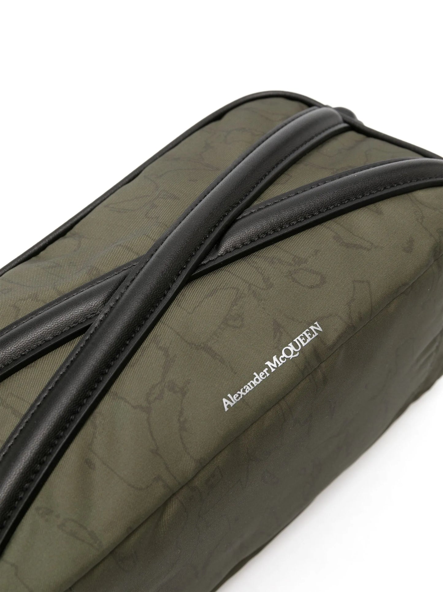 logo-print gabardine wash bag