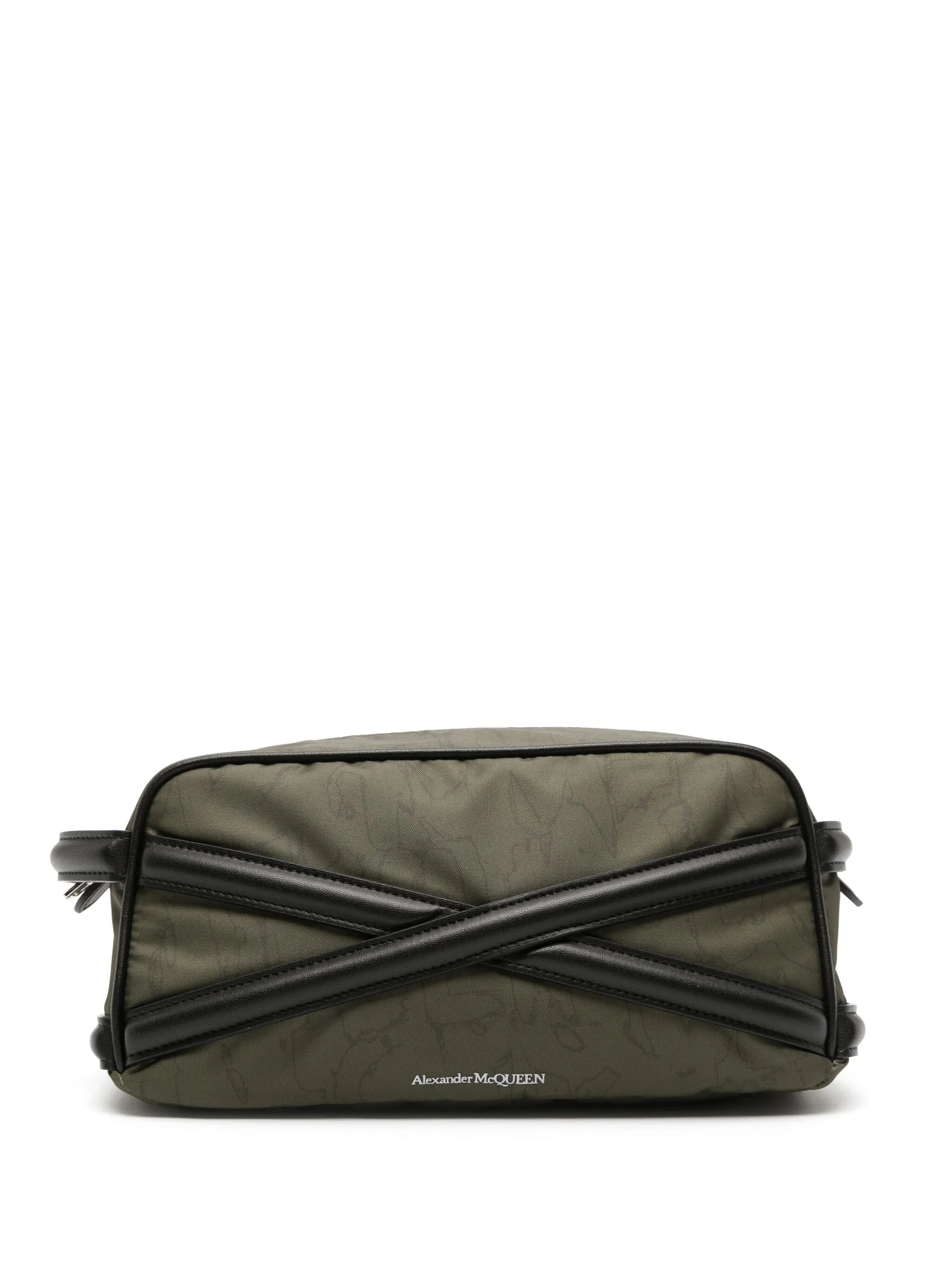 logo-print gabardine wash bag