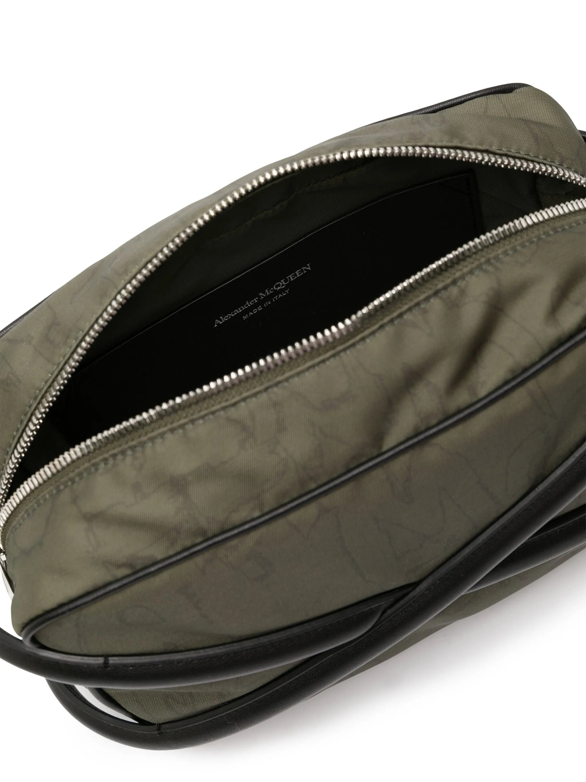 panelled-leather gabardine bag