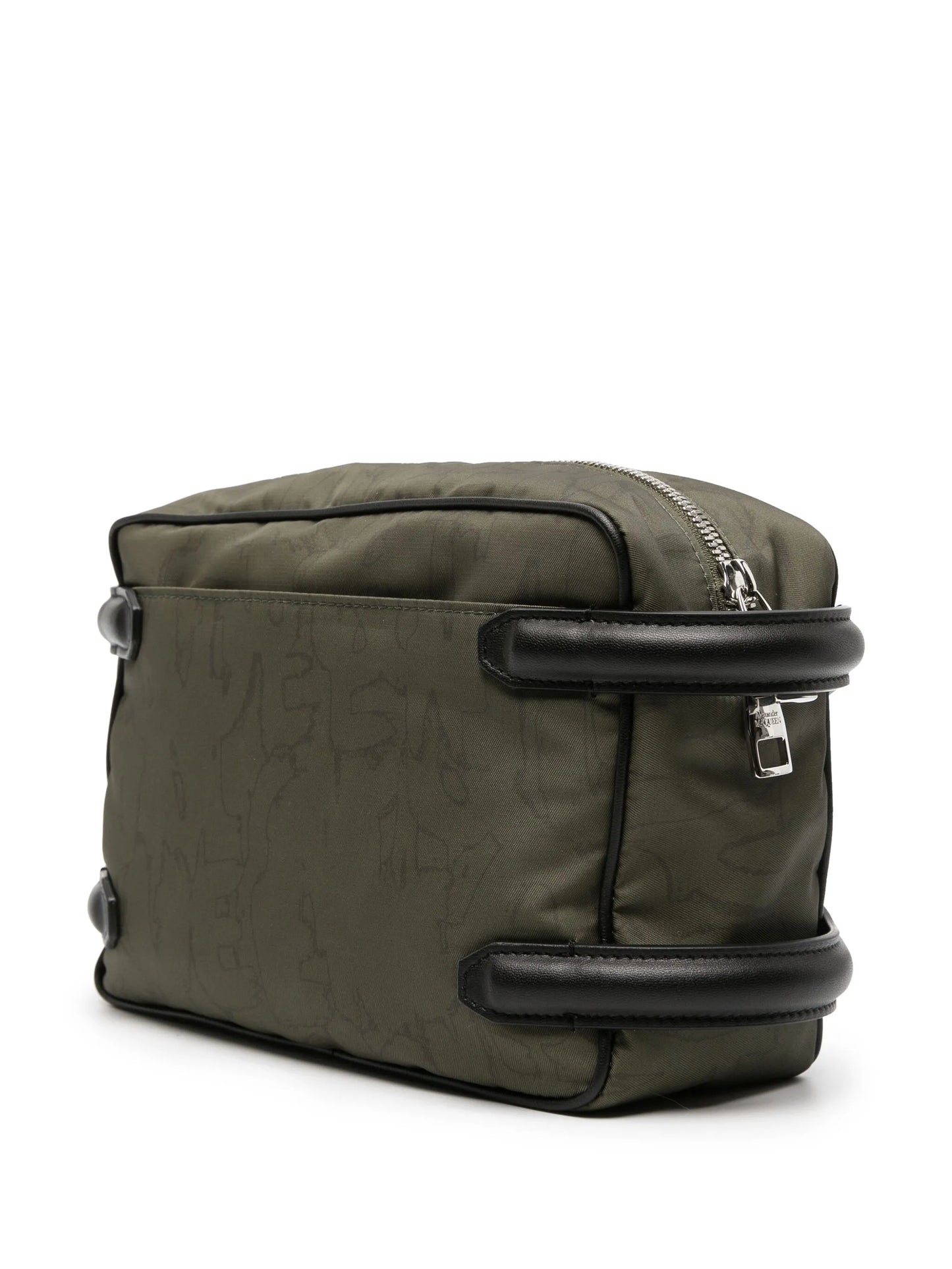 panelled-leather gabardine bag