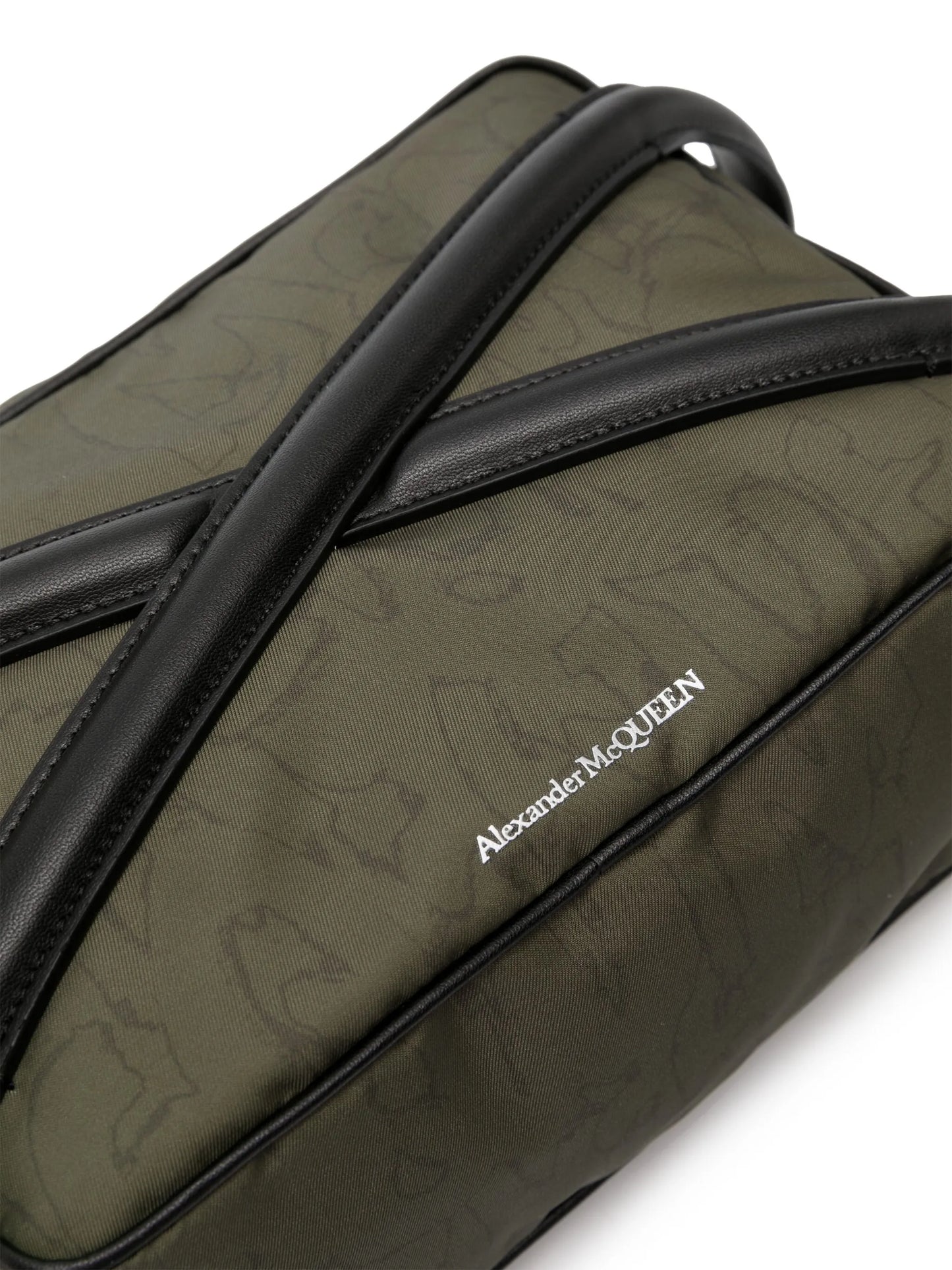 panelled-leather gabardine bag