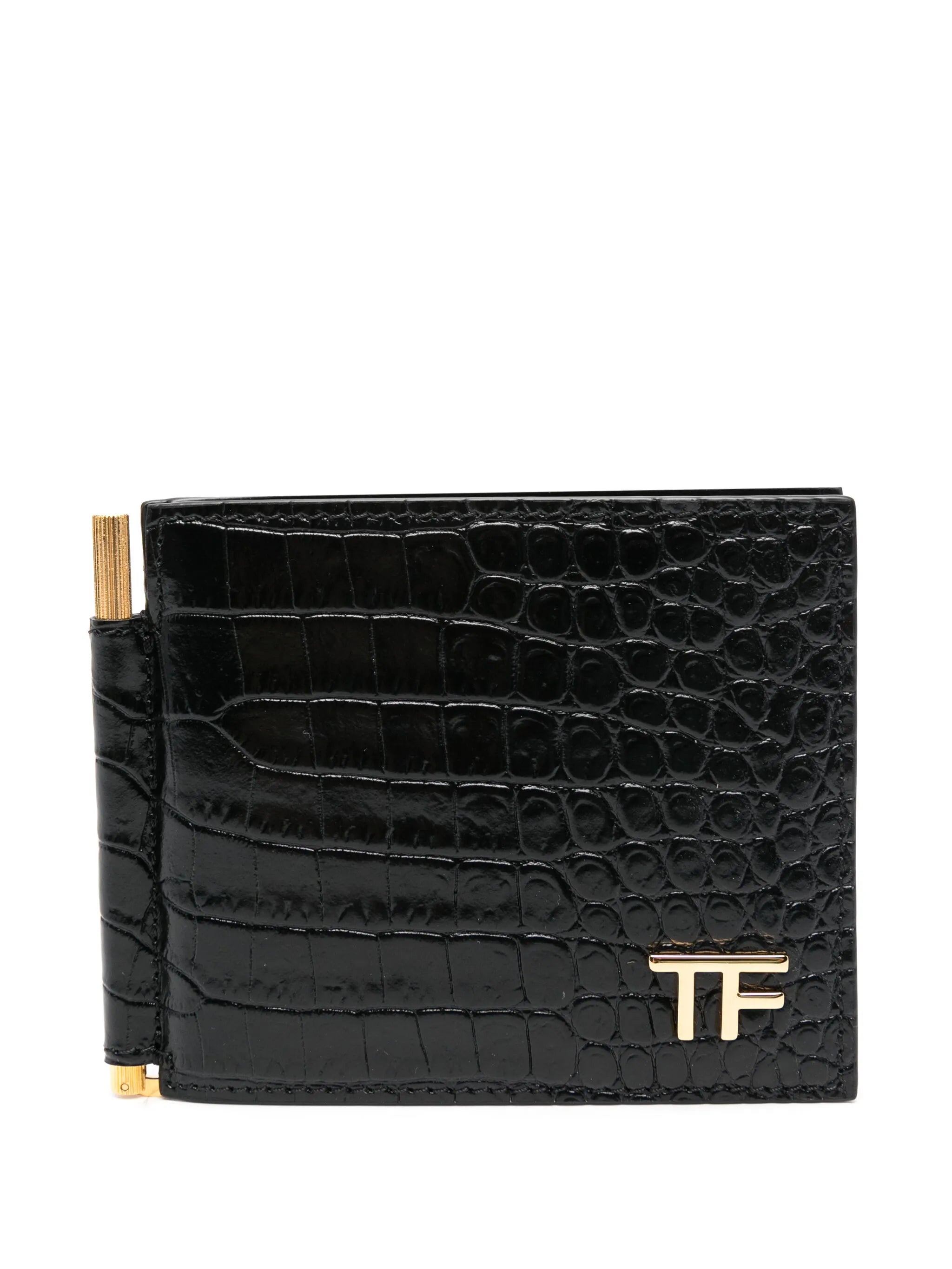logo-plaque leather cardholder