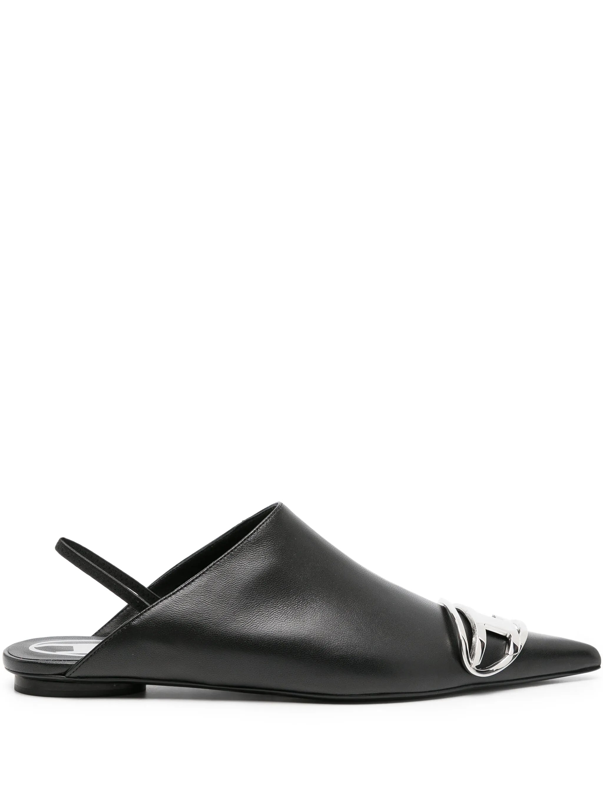 logo-plaque leather pumps