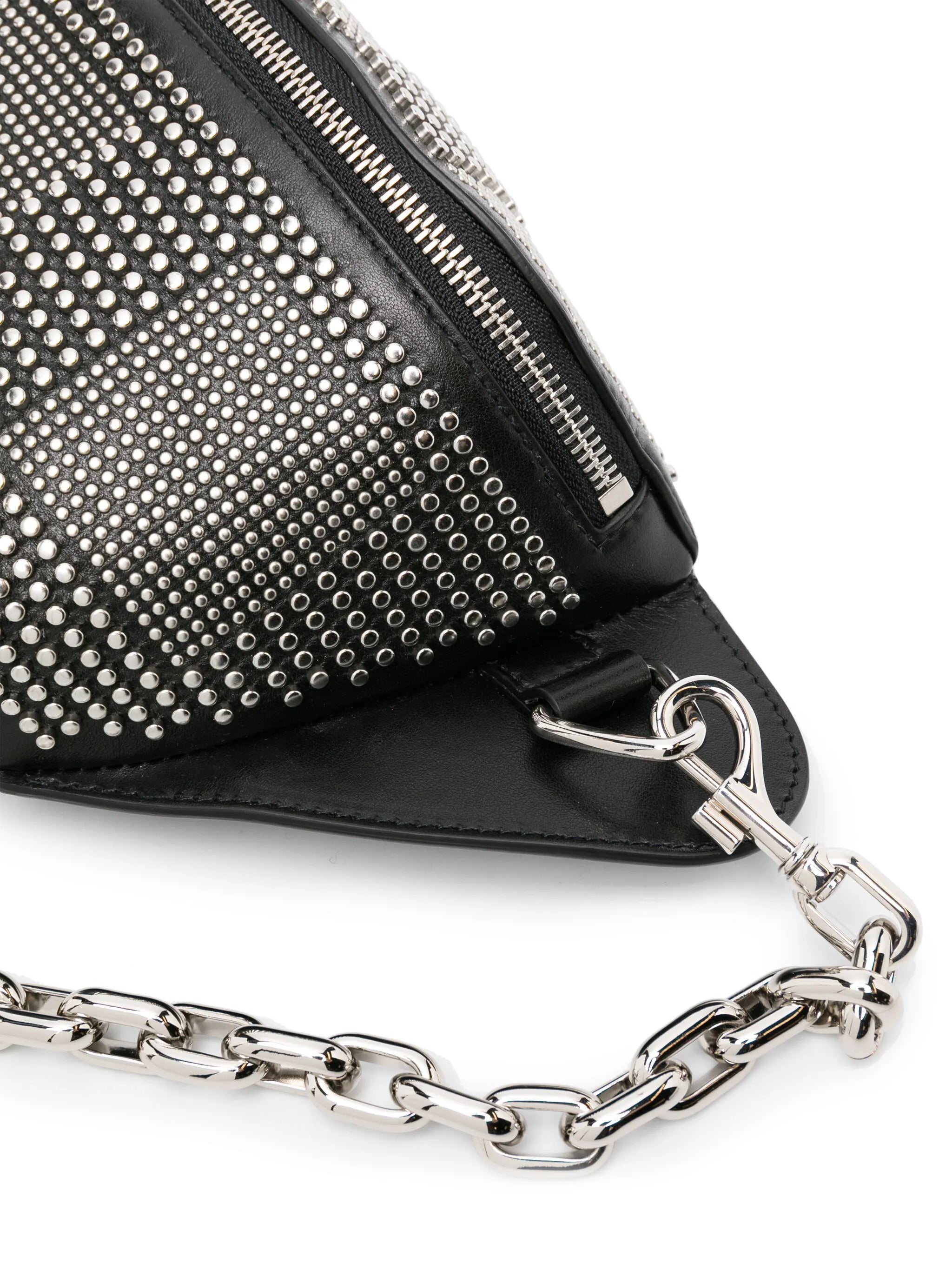 stud-embellished leather messenger bag