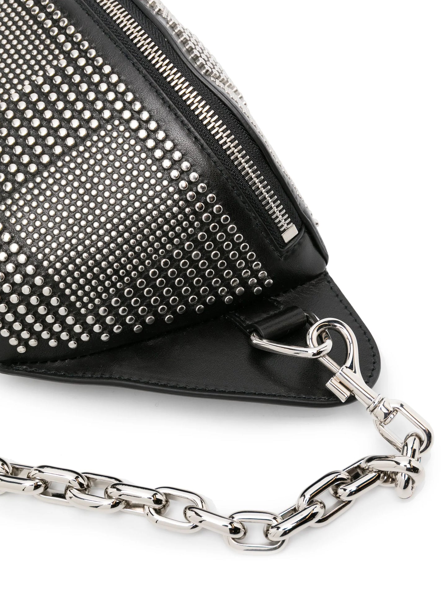 stud-embellished leather messenger bag